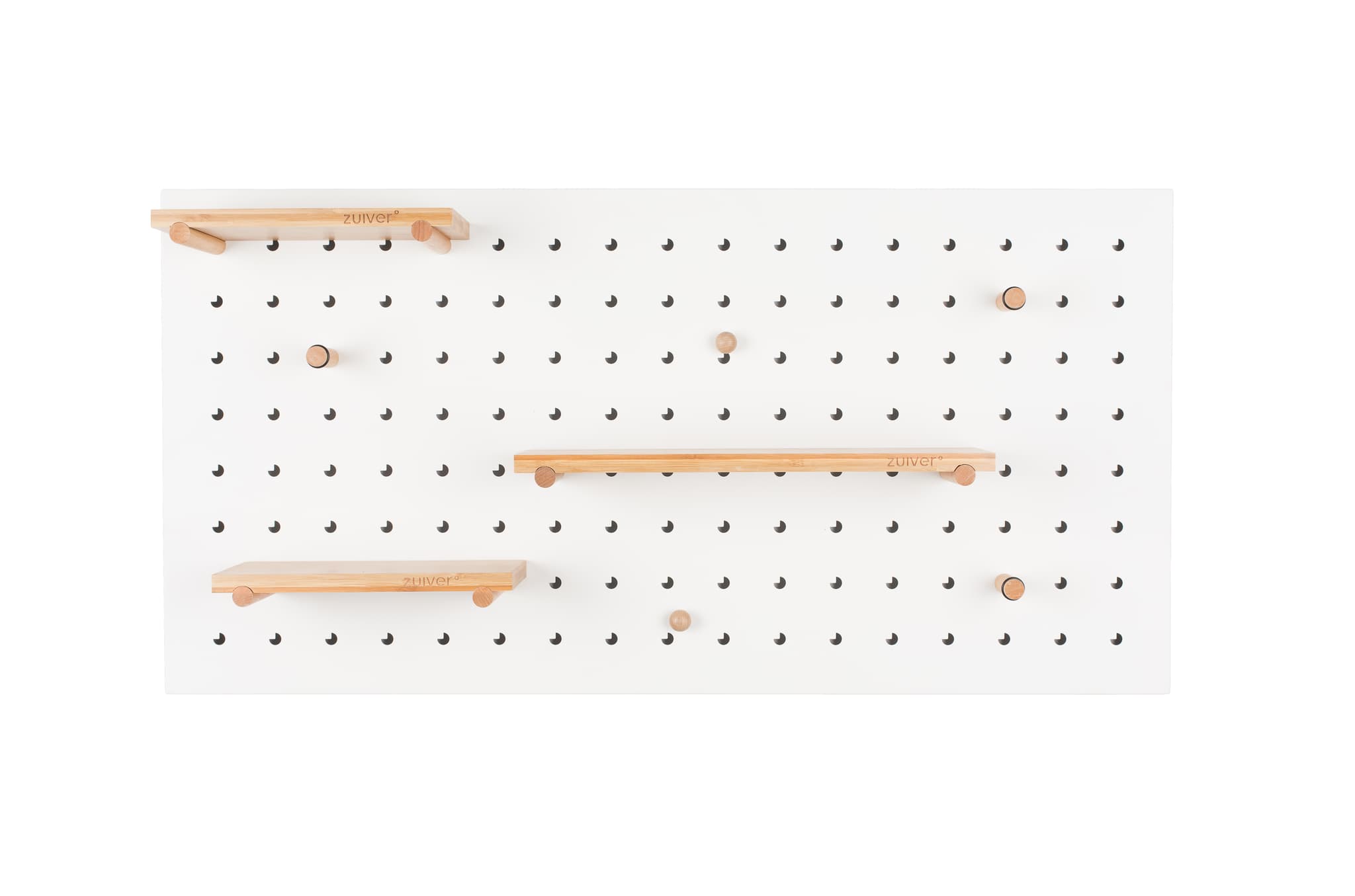 ZUIVER Bundy Pegboard organiser - vitt järn och bambu trä