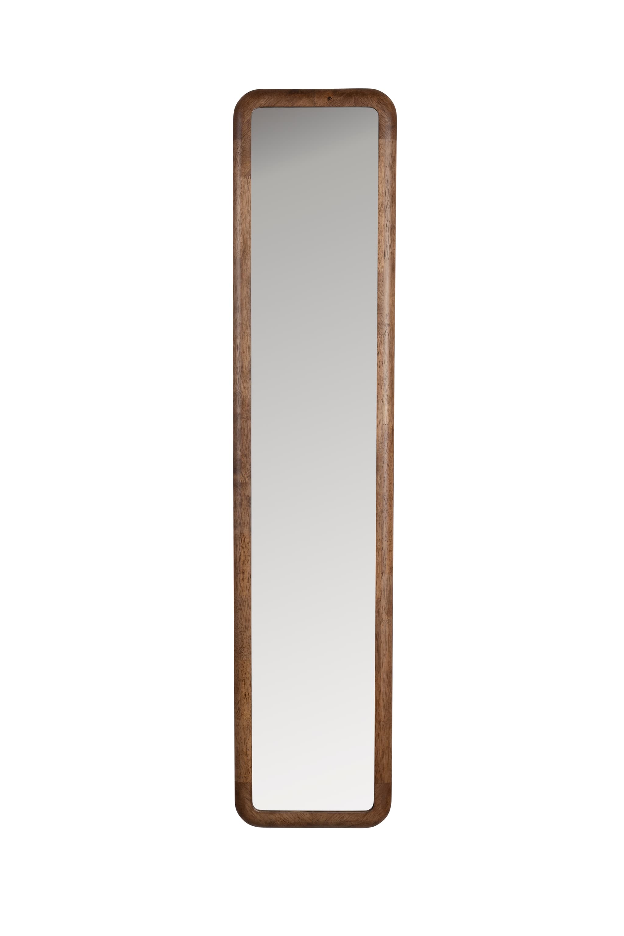 WHITE LABEL LIVING Nyko M väggspegel, rektangulär - spegelglas och brunt gummiträ (120x26)