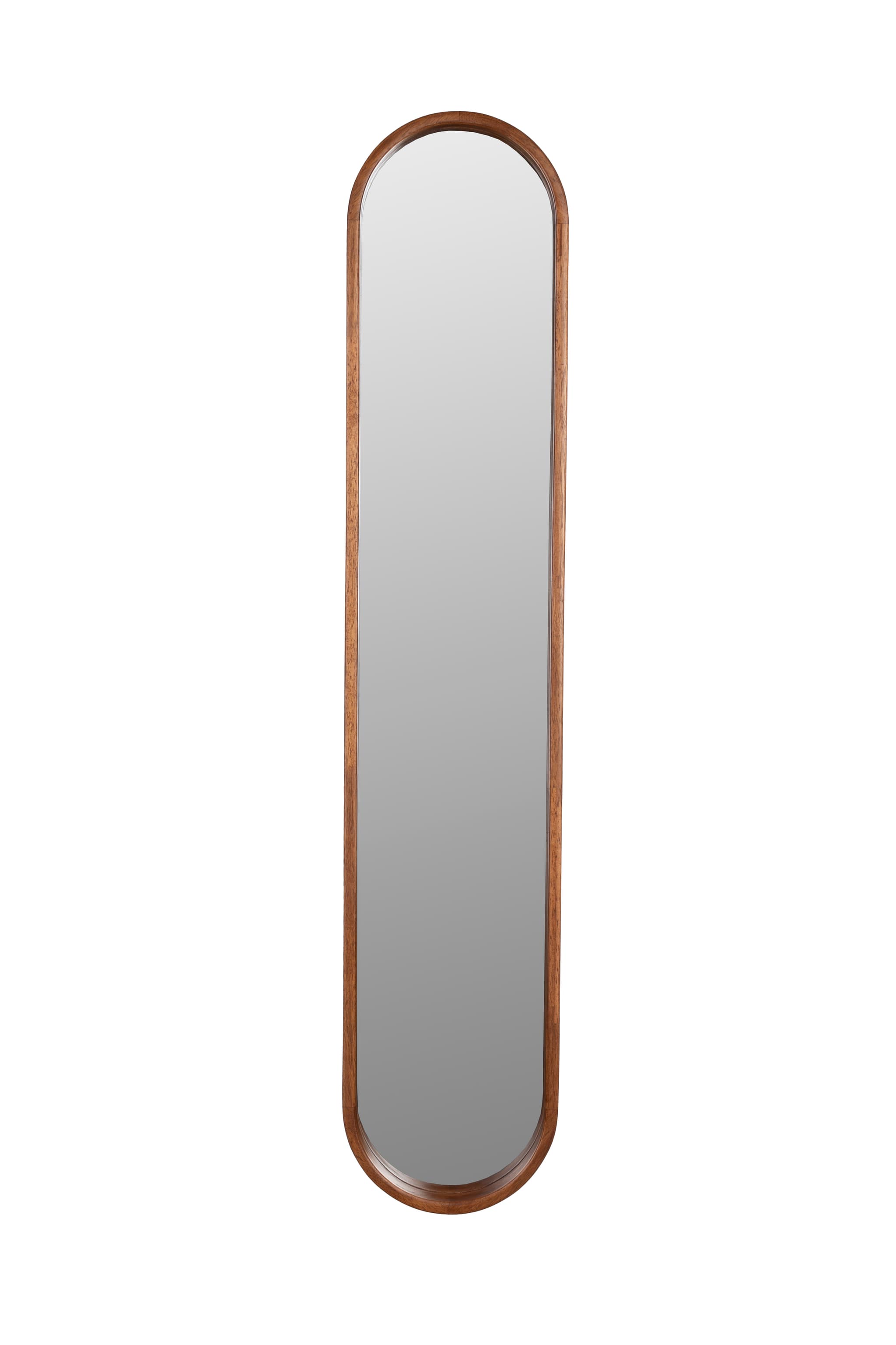 WHITE LABEL LIVING Nyko väggspegel, oval - spegelglas och brunt gummiträ (120x24)