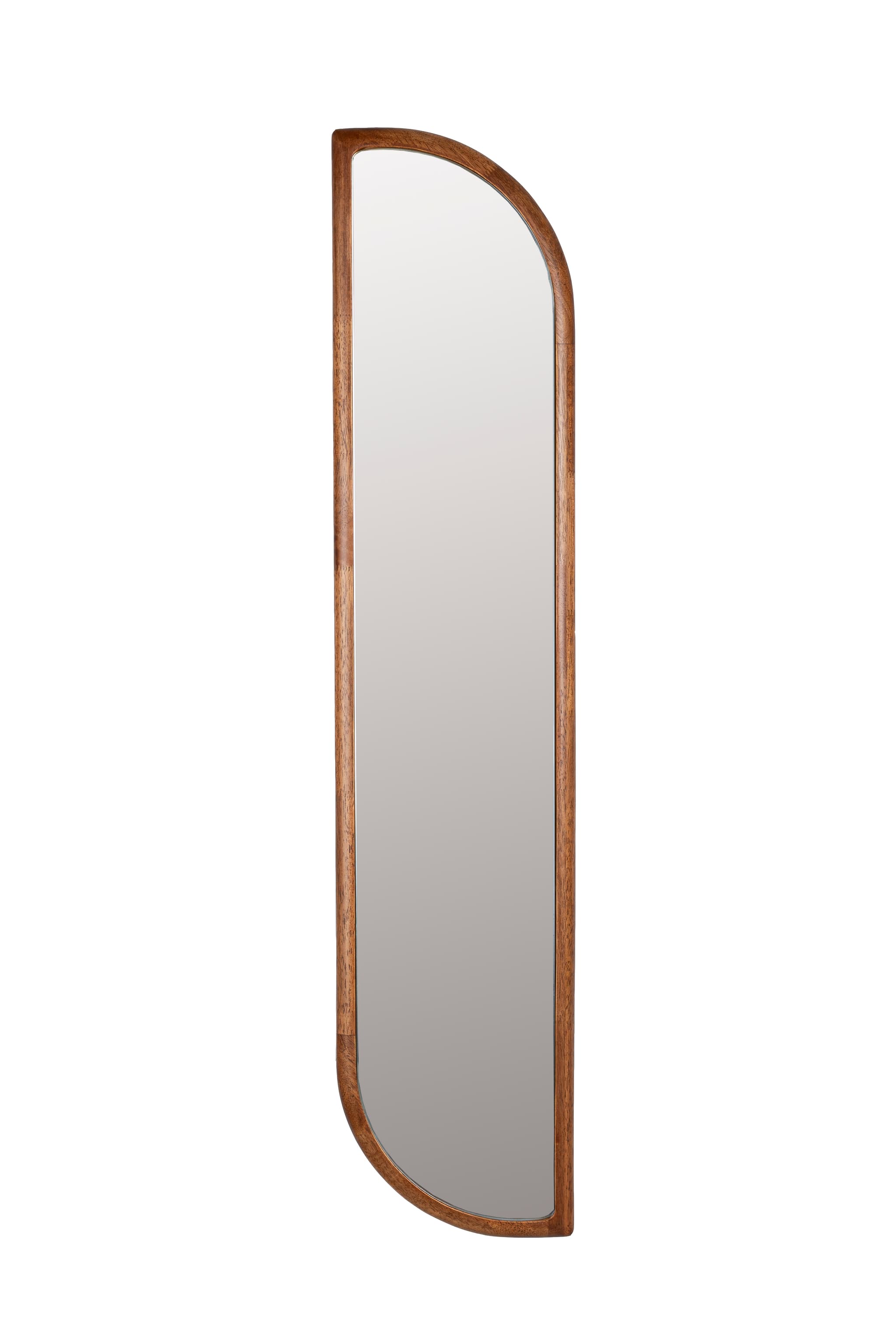 WHITE LABEL LIVING Nyko väggspegel - spegelglas och brunt gummiträ (120x26)
