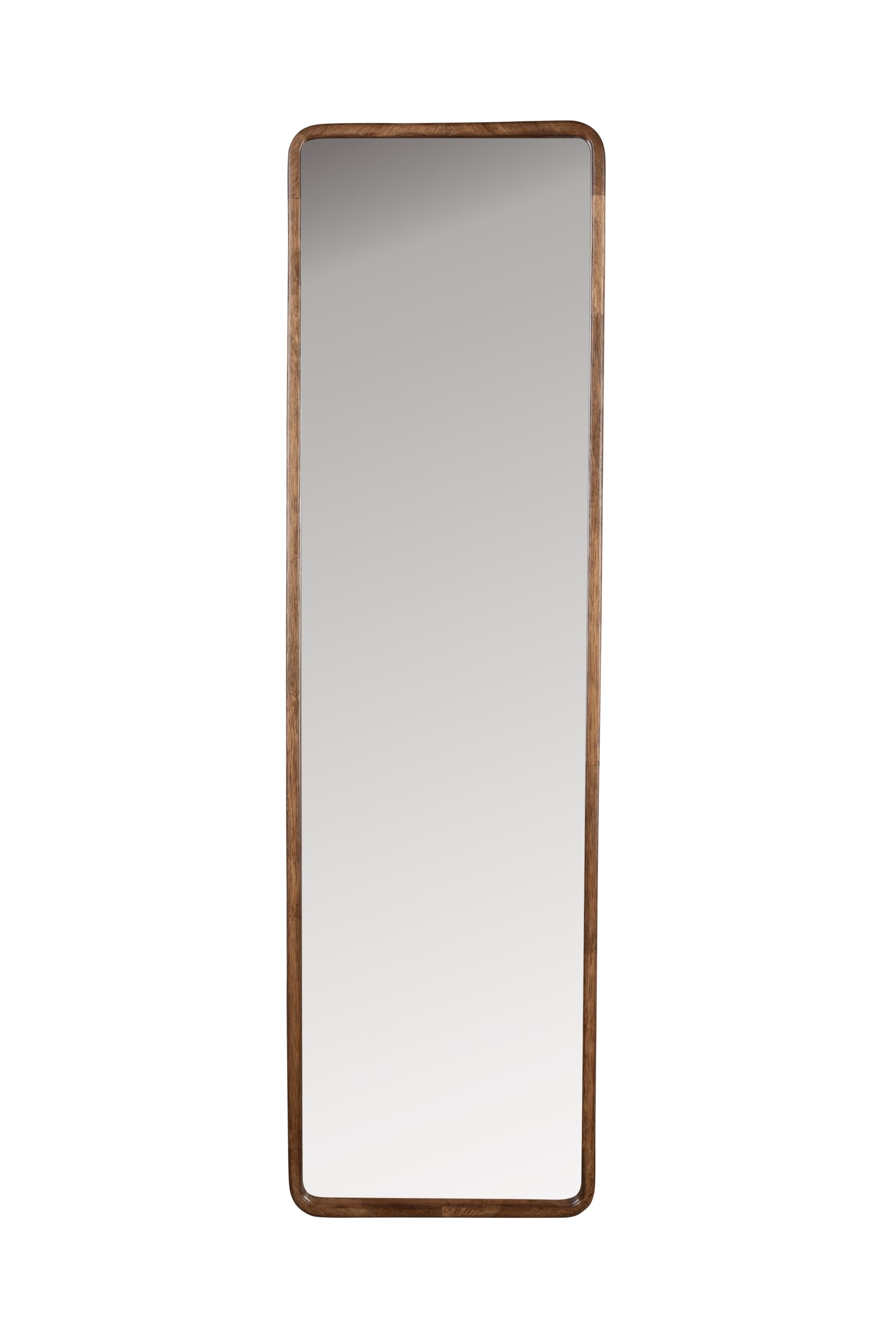 WHITE LABEL LIVING Nyko L väggspegel, rektangulär - spegelglas och brunt gummiträ (120x34)