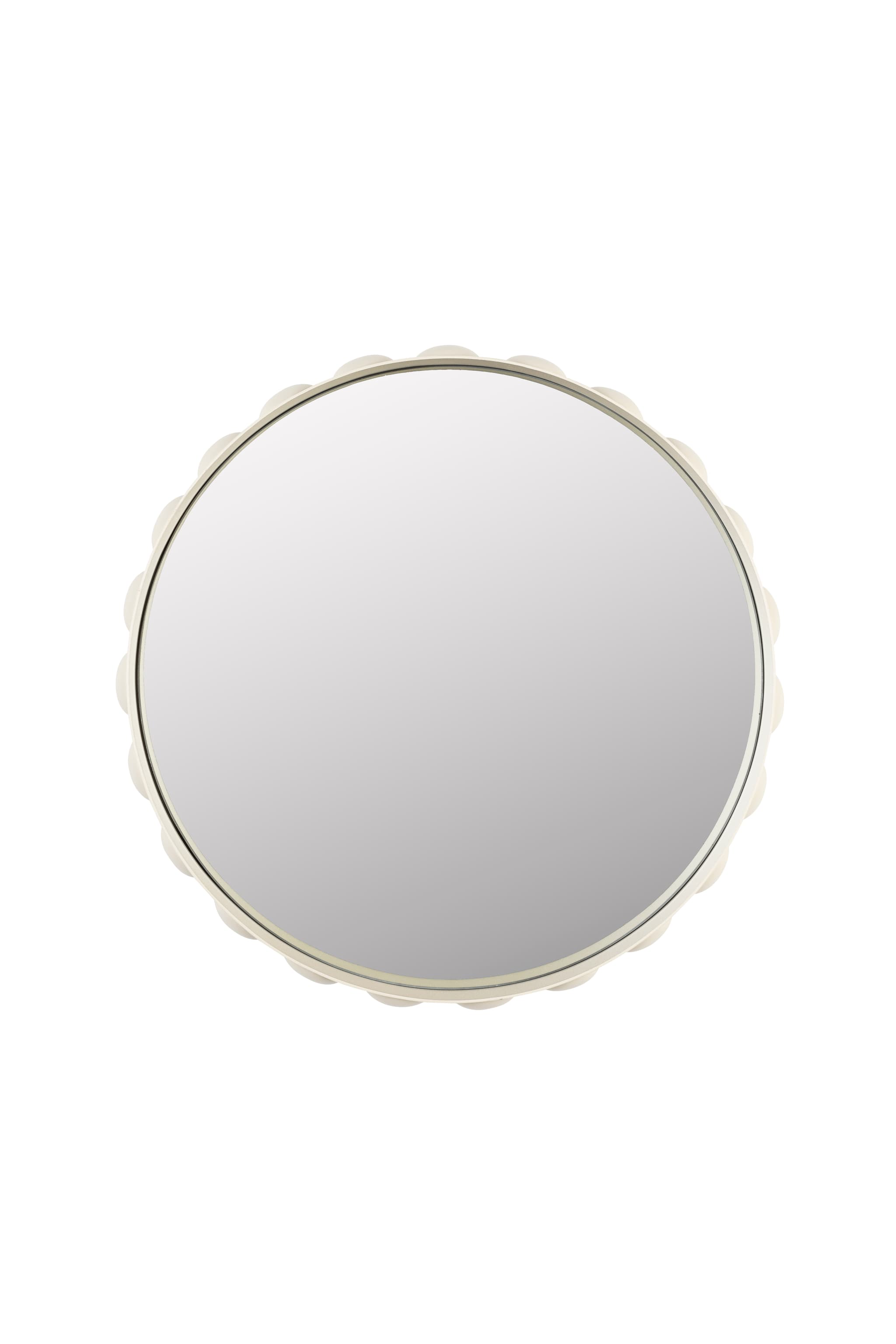 ZUIVER Bubbles väggspegel, rund - spegelglas och beige järn (Ø50)