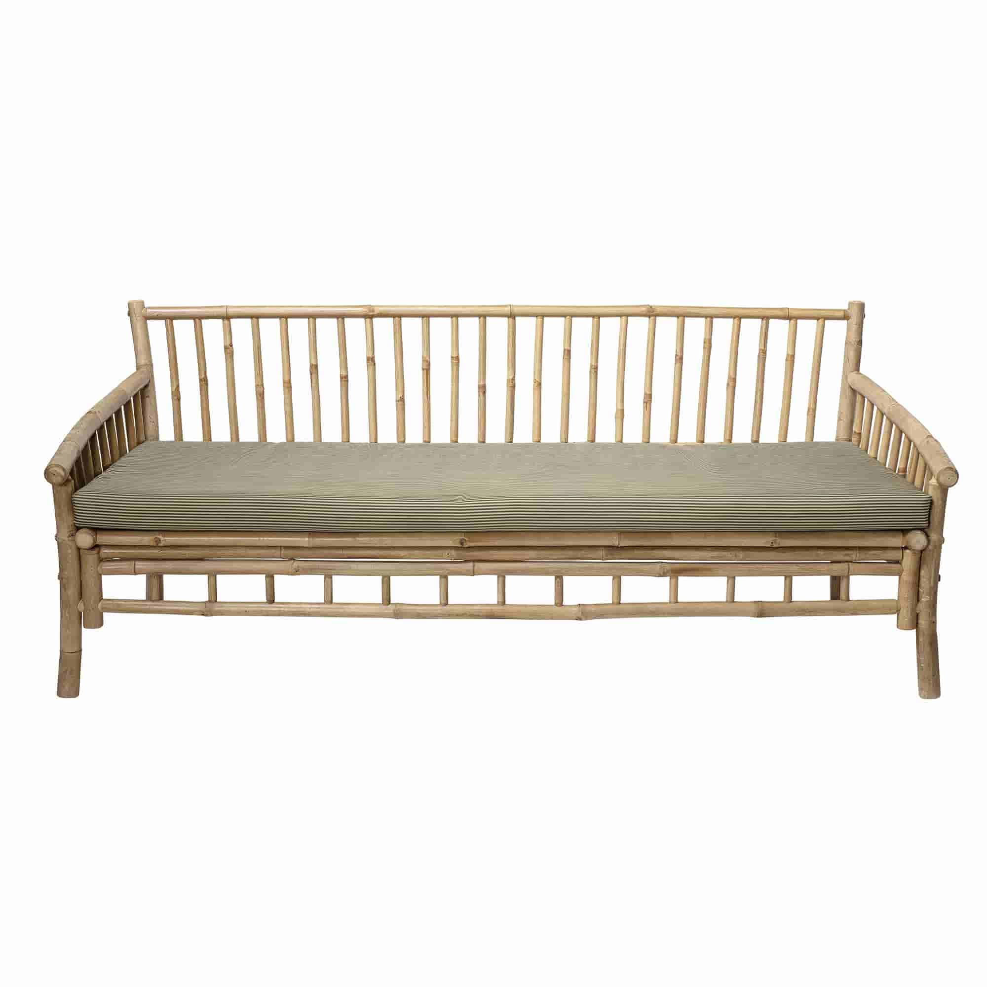BLOOMINGVILLE Sole Trädgårdssoffa - Naturligt Polyester / Bambu Trä, med Armstöd, inkl. Hynde