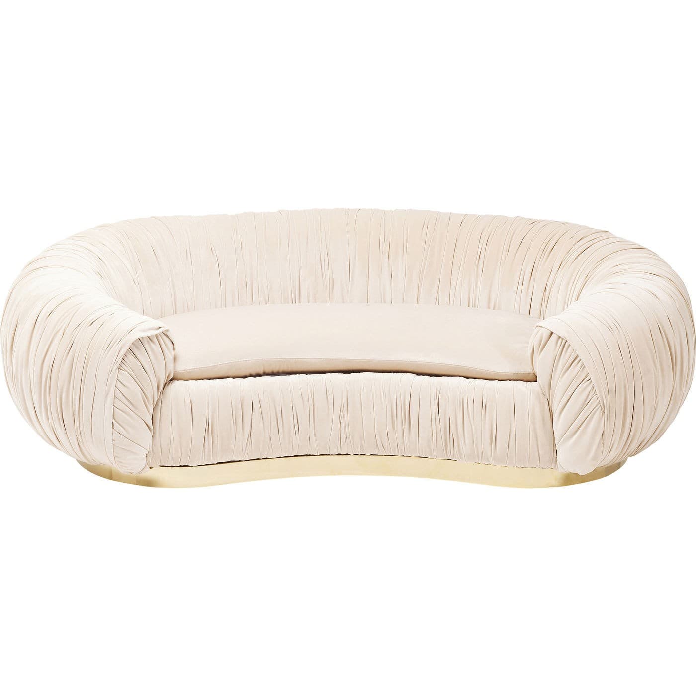 KARE DESIGN Perugia Soffa - Krämtyg med Draperier och Guldstål, 2-sits