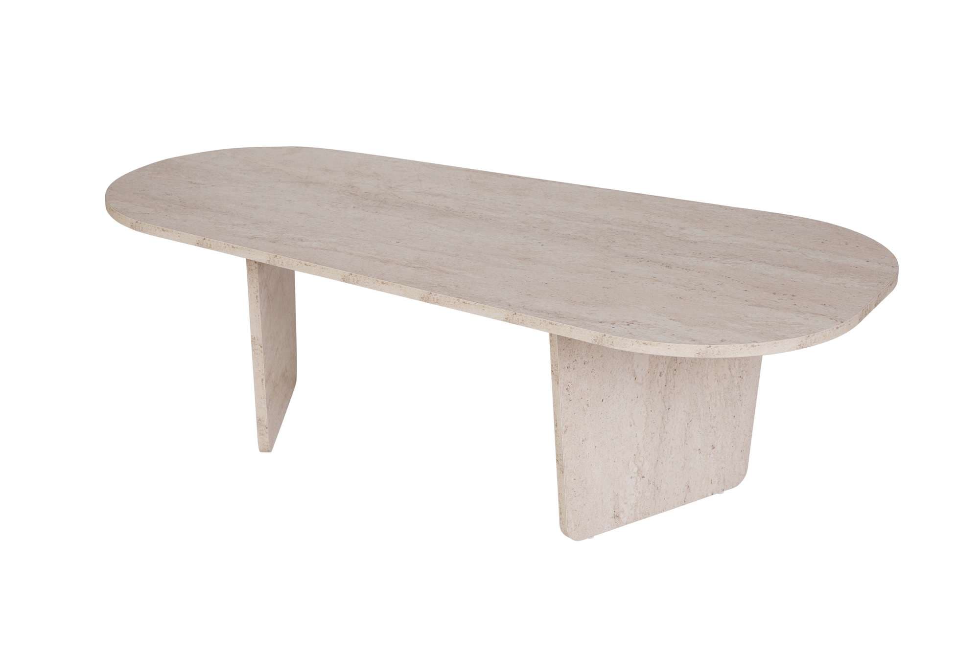 NORDVÄRK Ovalis soffbord, rektangulärt - travertinmelamin (130x65)