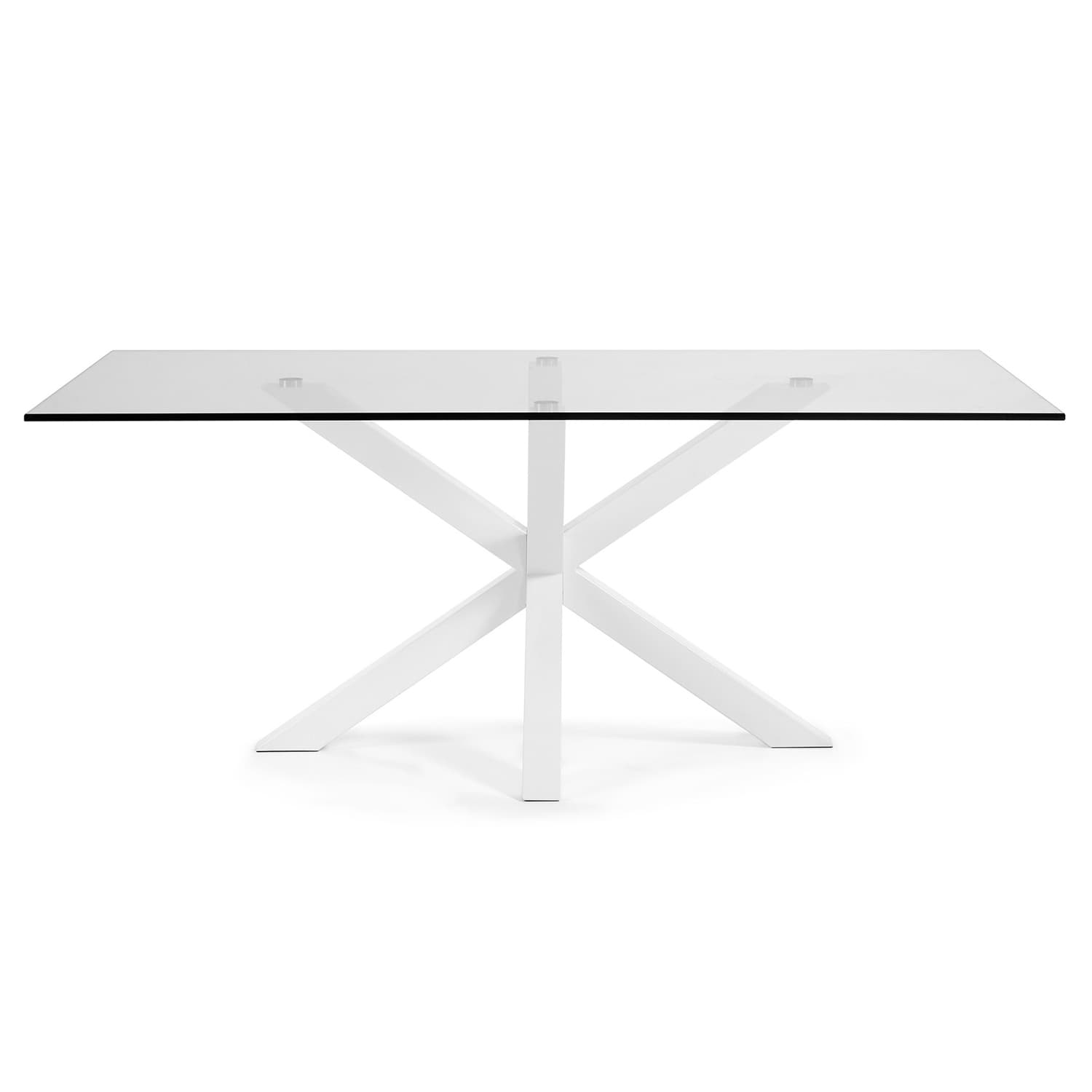 KAVE HOME Arya Matbord - Klarglas och Vitt Stål (200 x 100 cm)