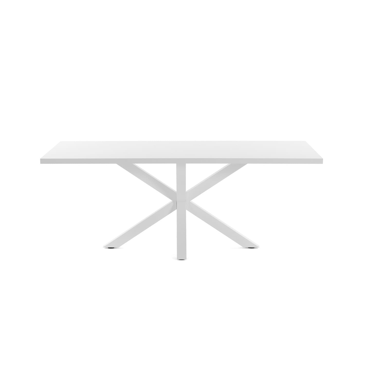 KAVE HOME Rektangulärt Arya Matbord - Vit Melamin och Vitt Stål (200 x 100 cm)
