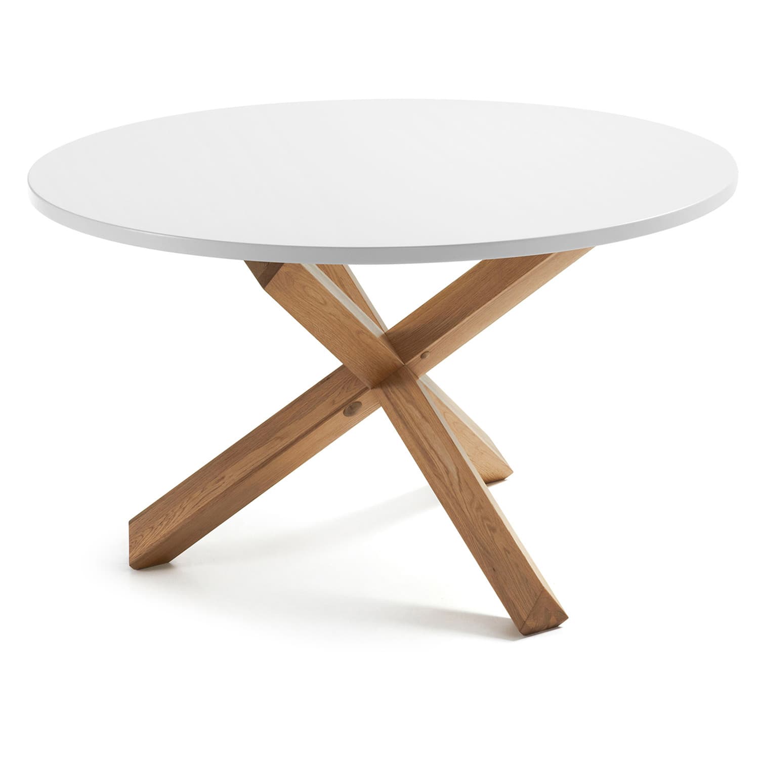 KAVE HOME Nori Matbord - Vit MDF och Naturlig Ek (Ø 120 cm)
