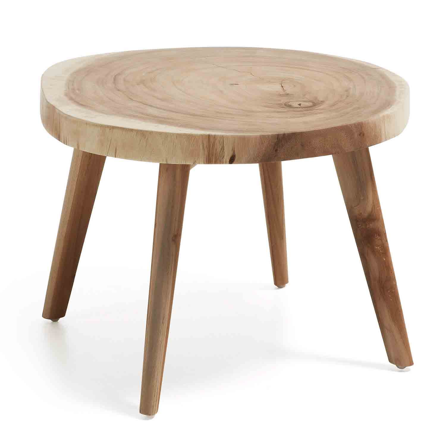 KAVE HOME runt Creswell sidobord - naturligt suarträ och teak (Ø65)