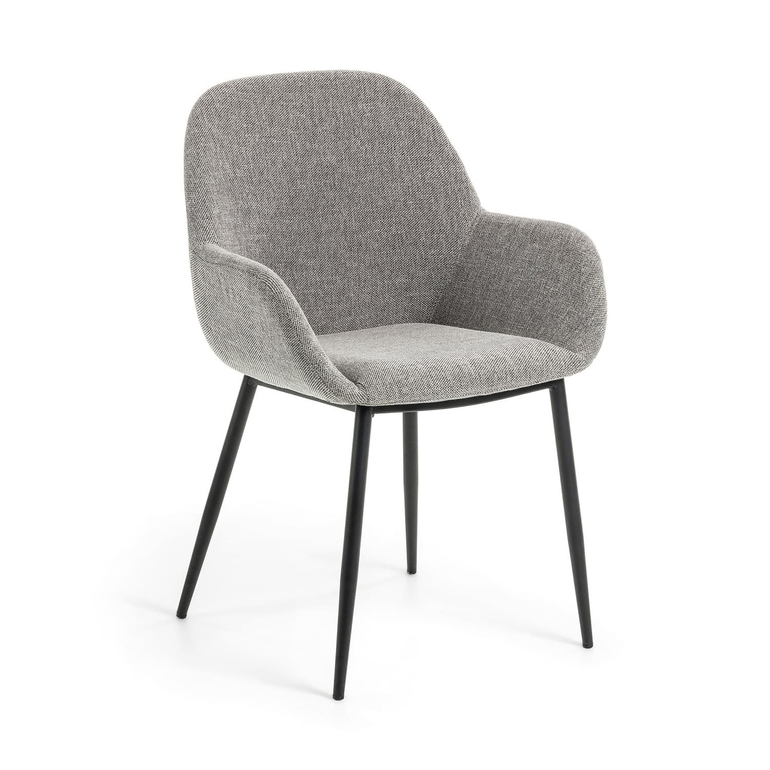 KAVE HOME Konna Fåtölj, med Armrest - Grått Tyg och Svart Stål