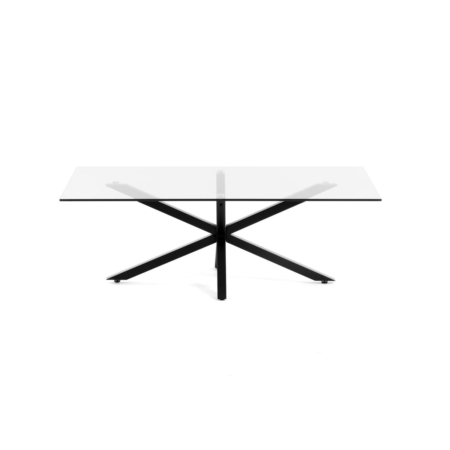KAVE HOME Rektangulärt Argon Soffbord - Klarglas och Svart Stål (130 x 70 cm)