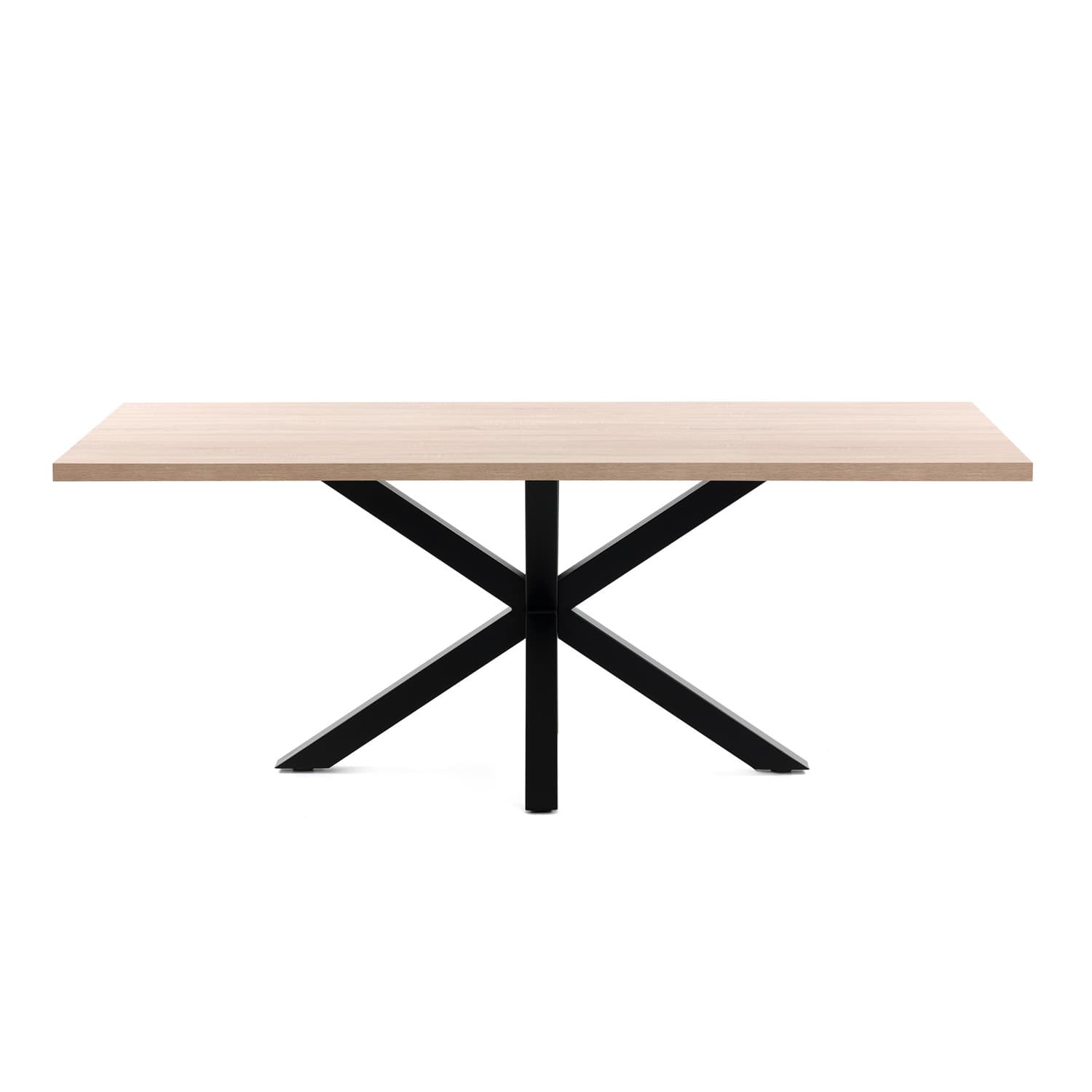 KAVE HOME Rektangulärt Arya Matbord - Naturlig Melamin och Svart Stål (160 x 100 cm)