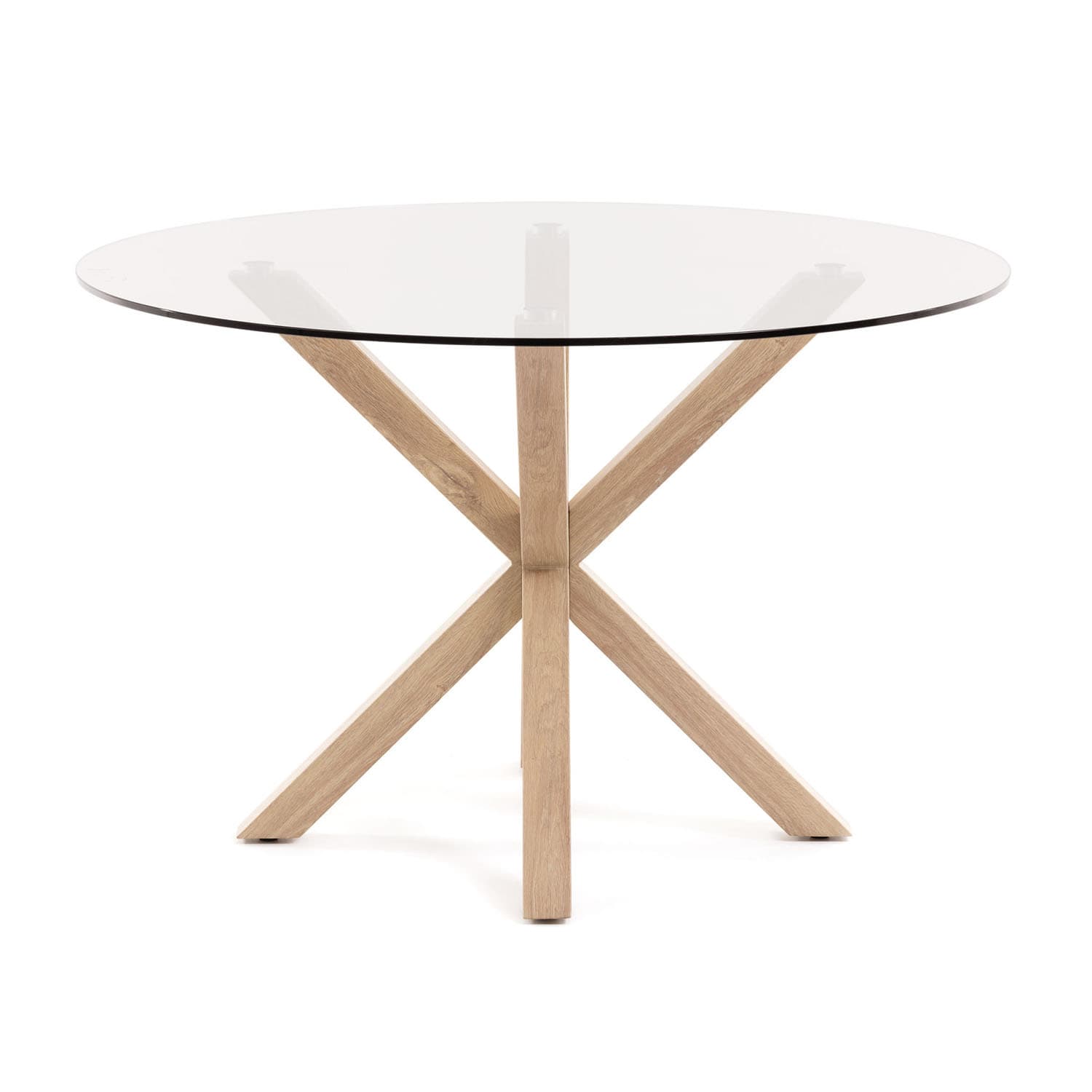 KAVE HOME Runt Arya Matbord - Klarglas och Naturstål (Ø 119 cm)