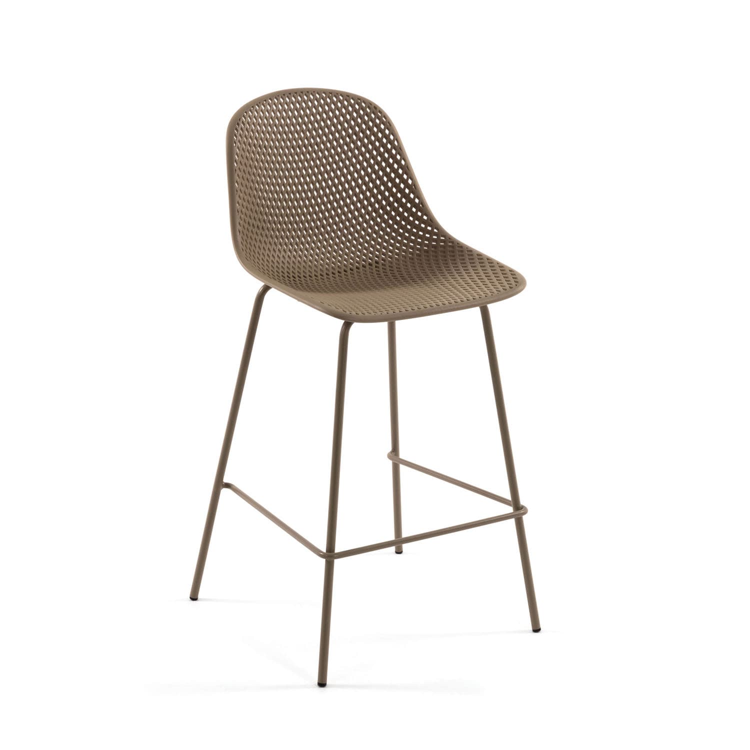 KAVE HOME Quinby Barpall med Ryggstöd och Fotstöd - Beige Plast och Metall