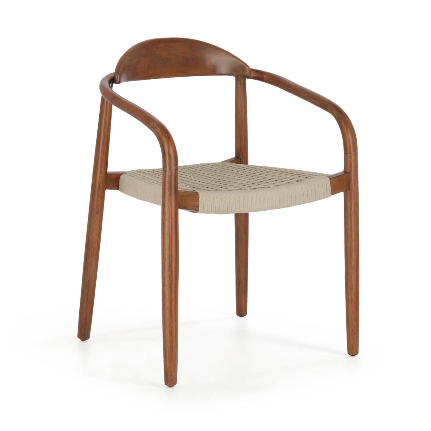 KAVE HOME Beige Glynis Matstol, med Armstöd - Eukalyptusträ