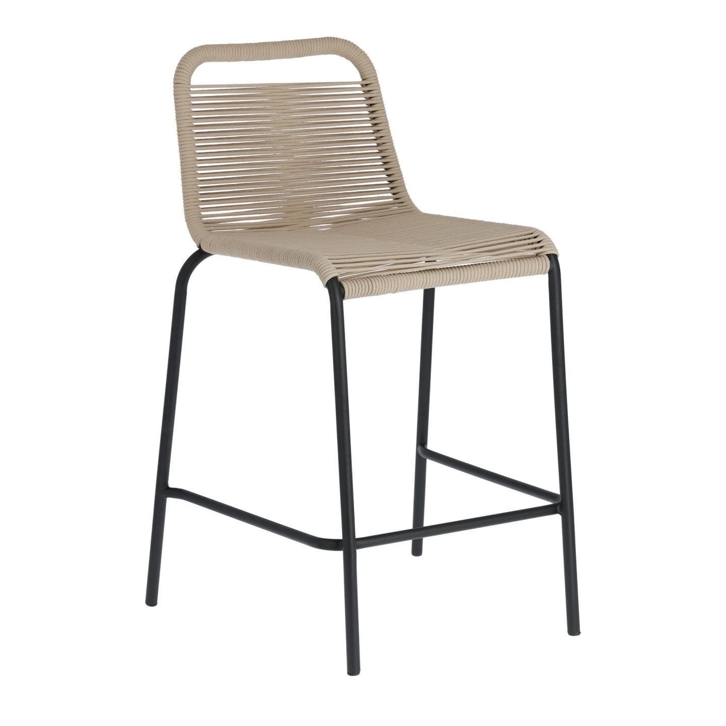 KAVE HOME Beige Glenville Barstol för Trädgården, med Ryggstöd och Fotstöd - Stål (88cm)