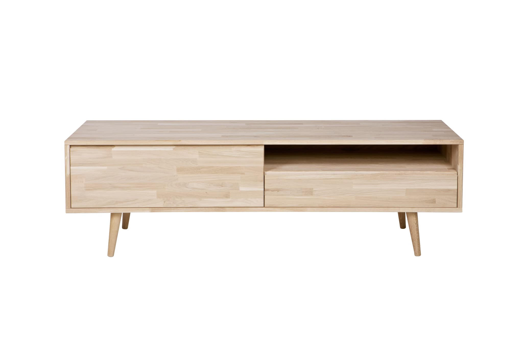 WOOOD Tygo TV-bord, w. 1 fack, 1 låda och 1 dörr - naturlig ek (150x44)