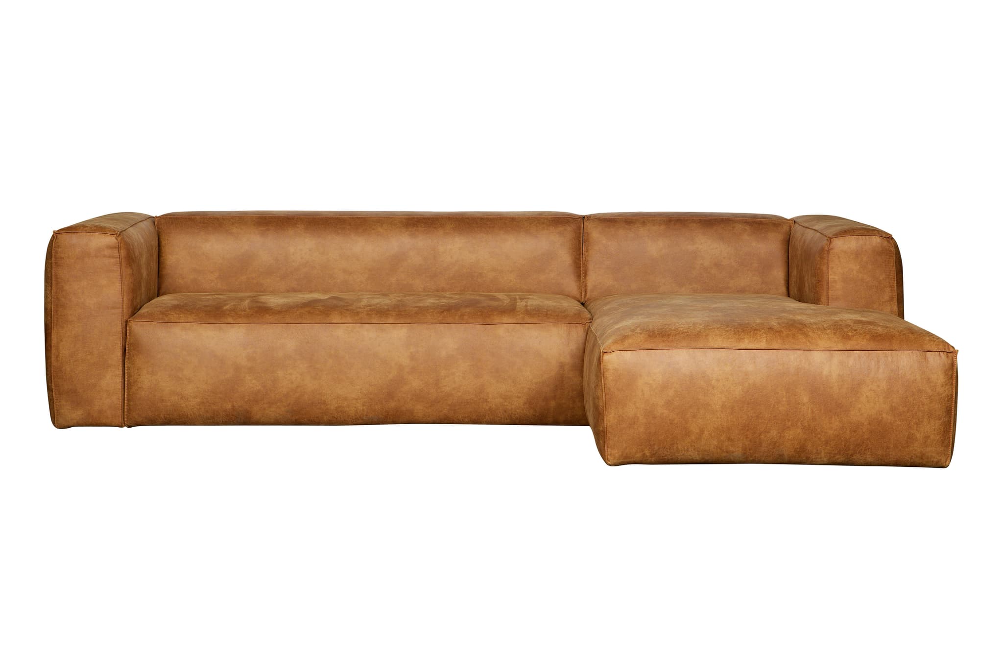 WOOOD Bean hörnsoffa, höger - cognac läderfiber/polyester
