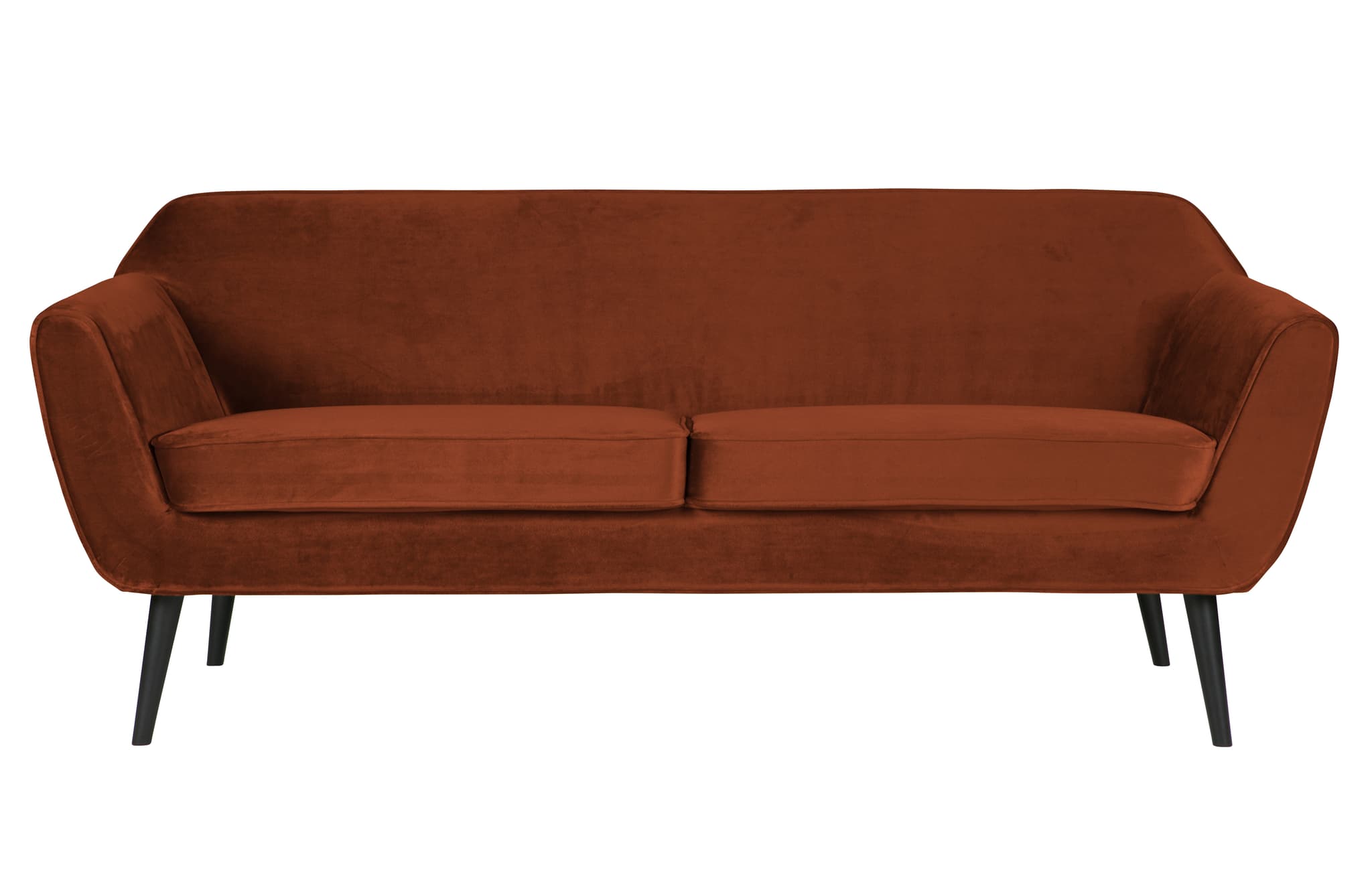 WOOOD Rocco soffa - rost polyester sammet och svart bok trä