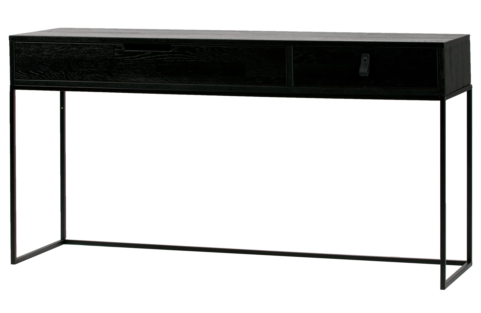 TRÄ EXKLUSIVT Silas sidobord, m. 2 lådor - svart Blacknight borstad ask och metall (140x40)