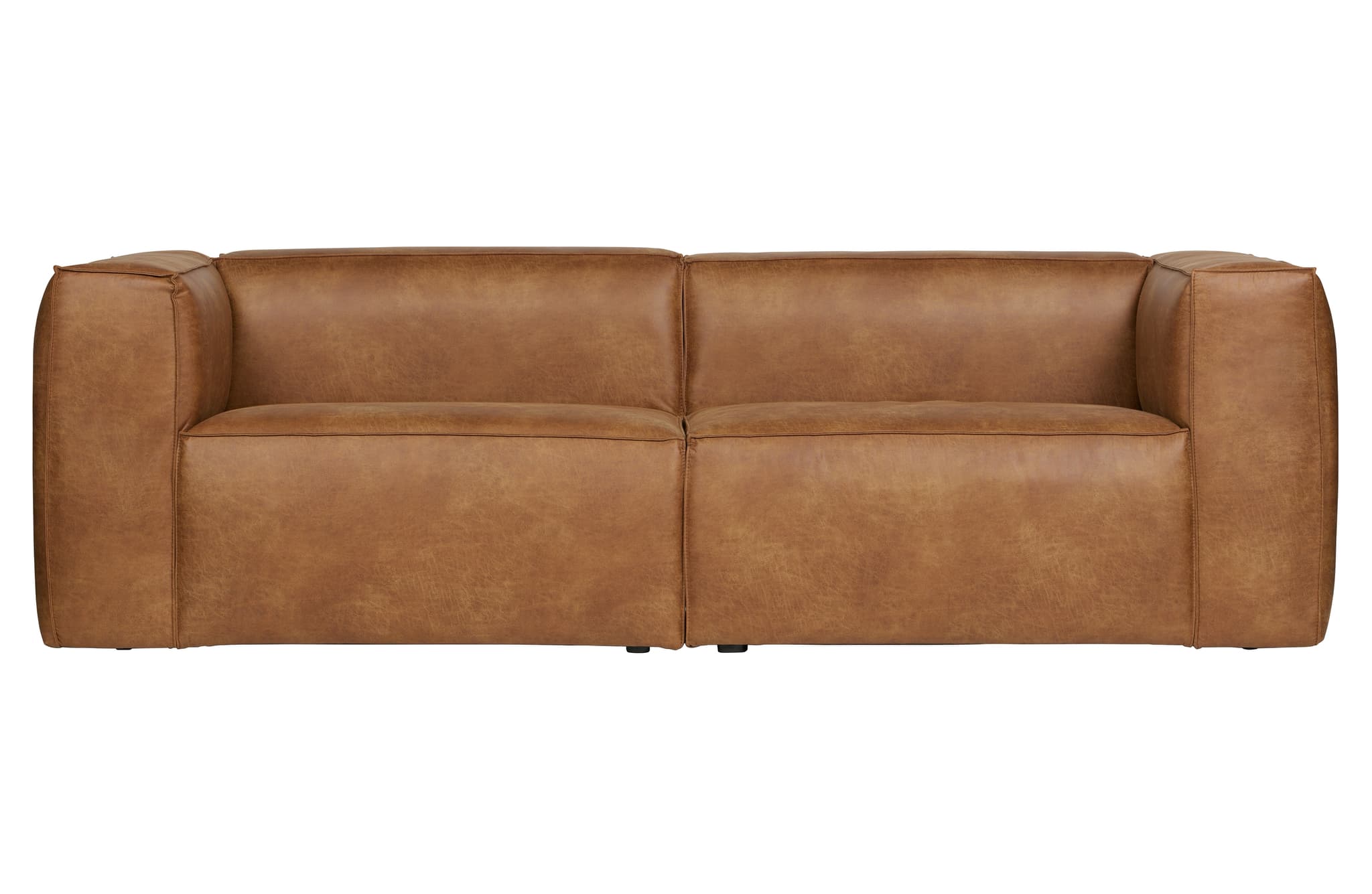 WOOOD Bean 3,5-personers soffa - cognac läderfiber/polyester