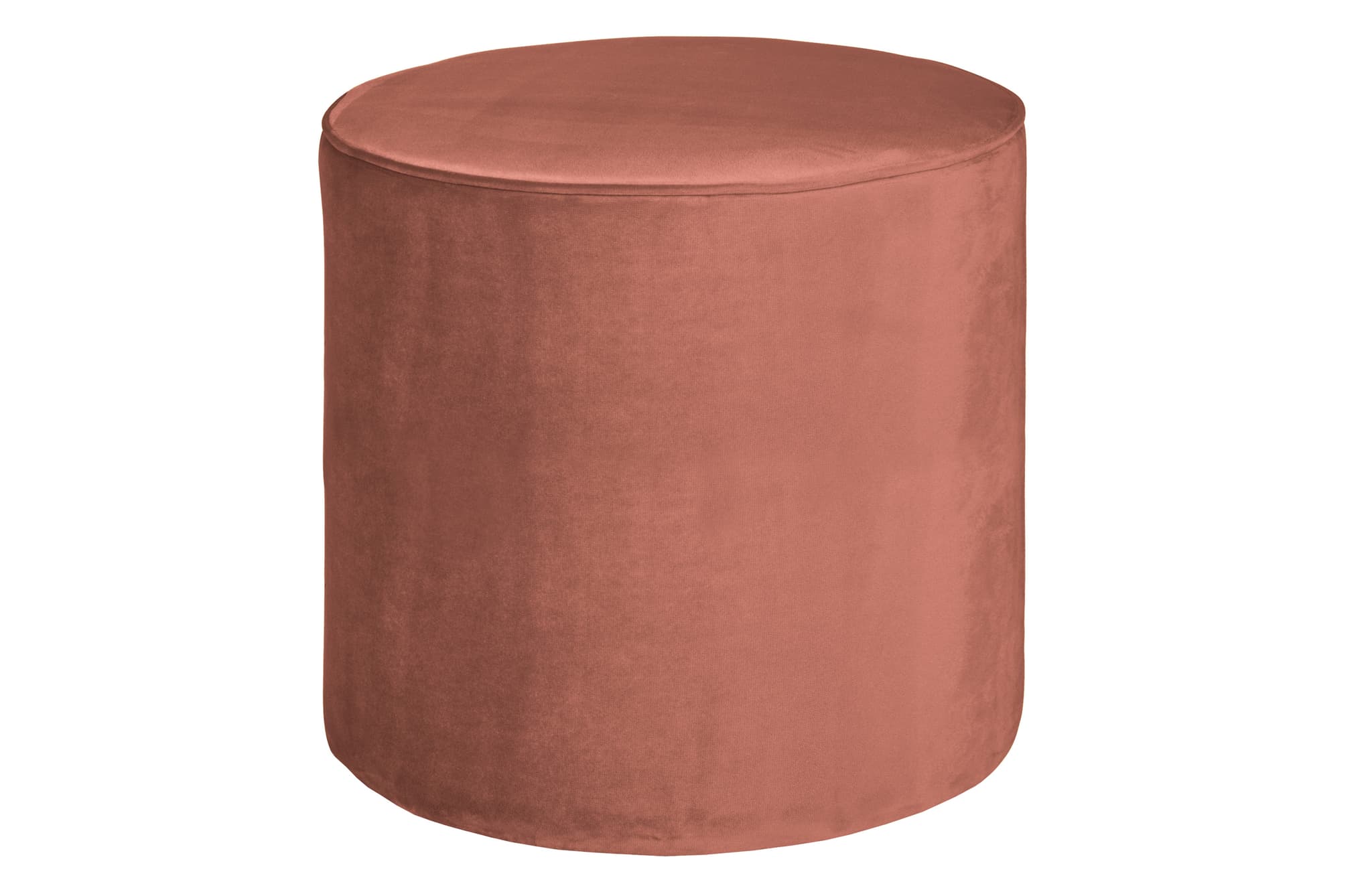 WOOOD Sara hög sittpuff, rund - gammalrosa polyester sammet (Ø46)