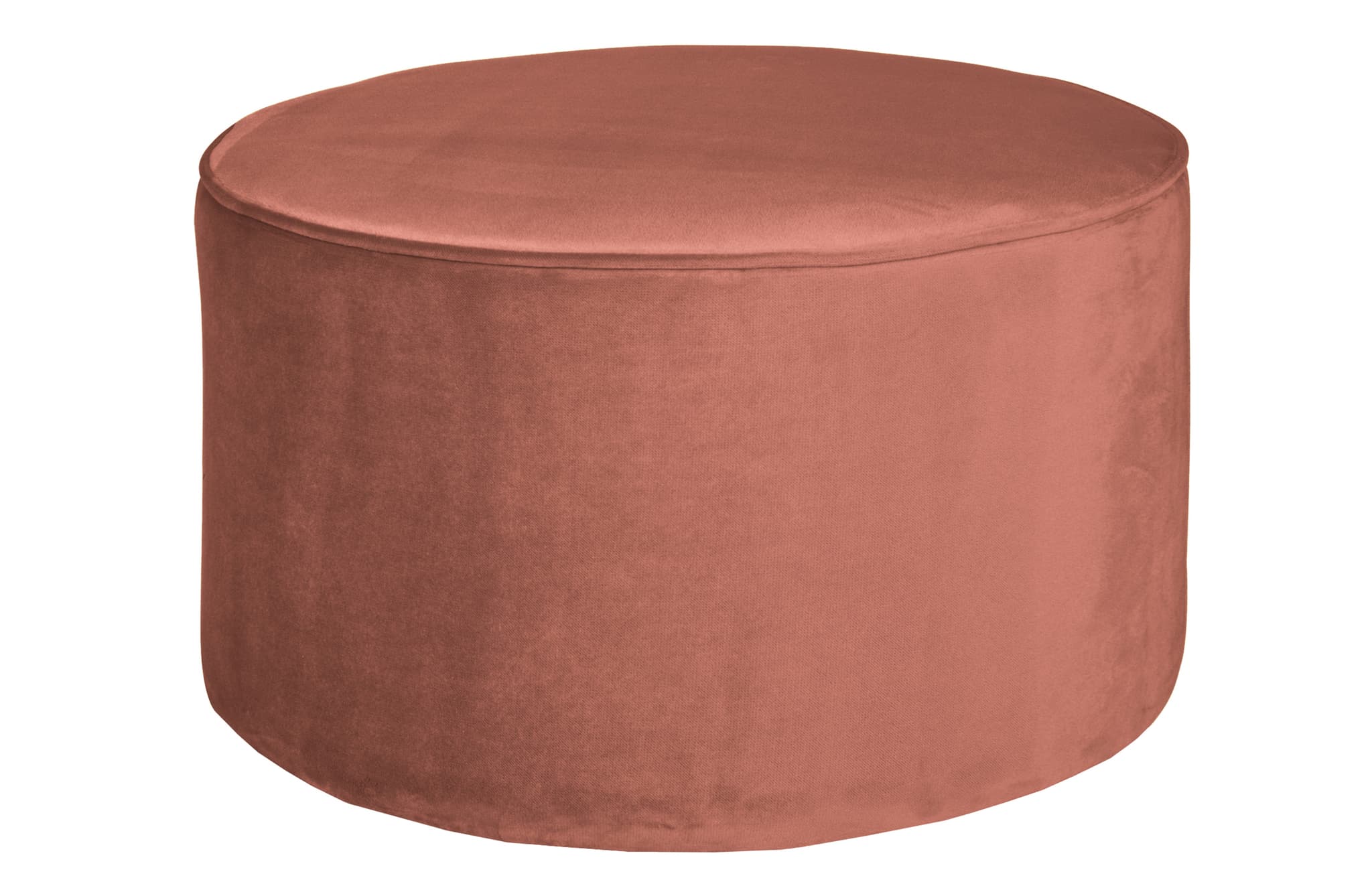 WOOOD Sara låg puff, rund - gammalrosa polyester sammet (Ø60)