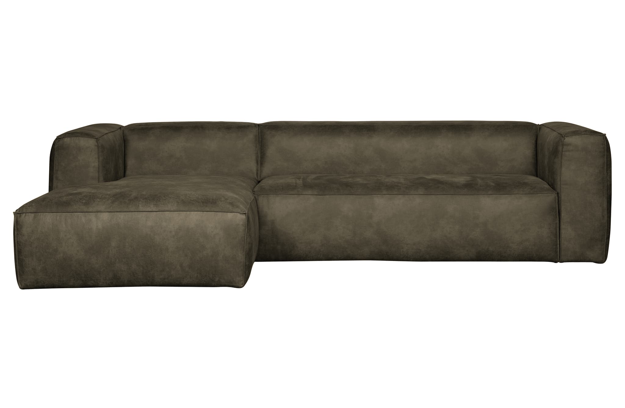 WOOOD Bean hörnsoffa, vänster - armygrön skinnfiber/polyester