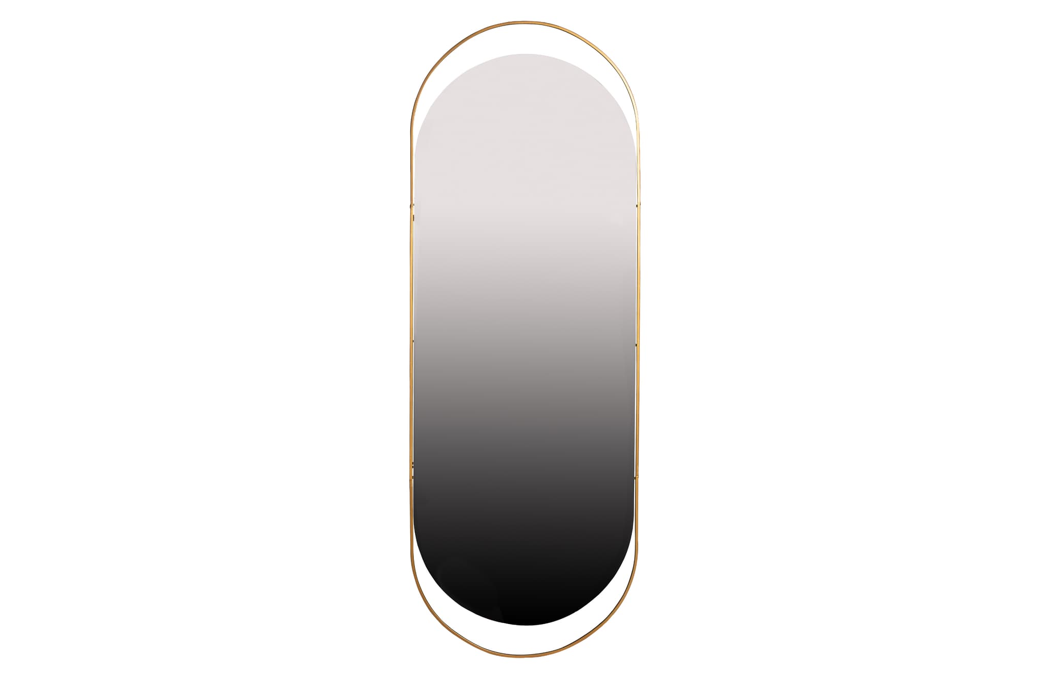 WOOOD Sanou väggspegel, XL, oval - spegelglas och antikt mässingsjärn (168x60)