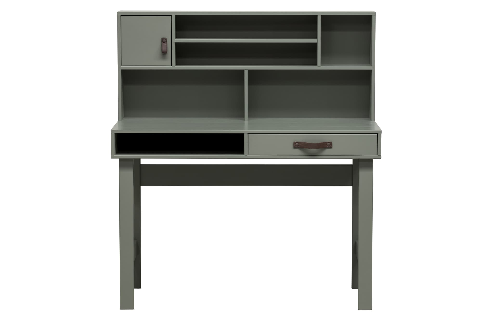 VTWONEN Scenbord för barn, m. 1 dörr, 1 låda och hyllor - grön tvålton furu (110x58)