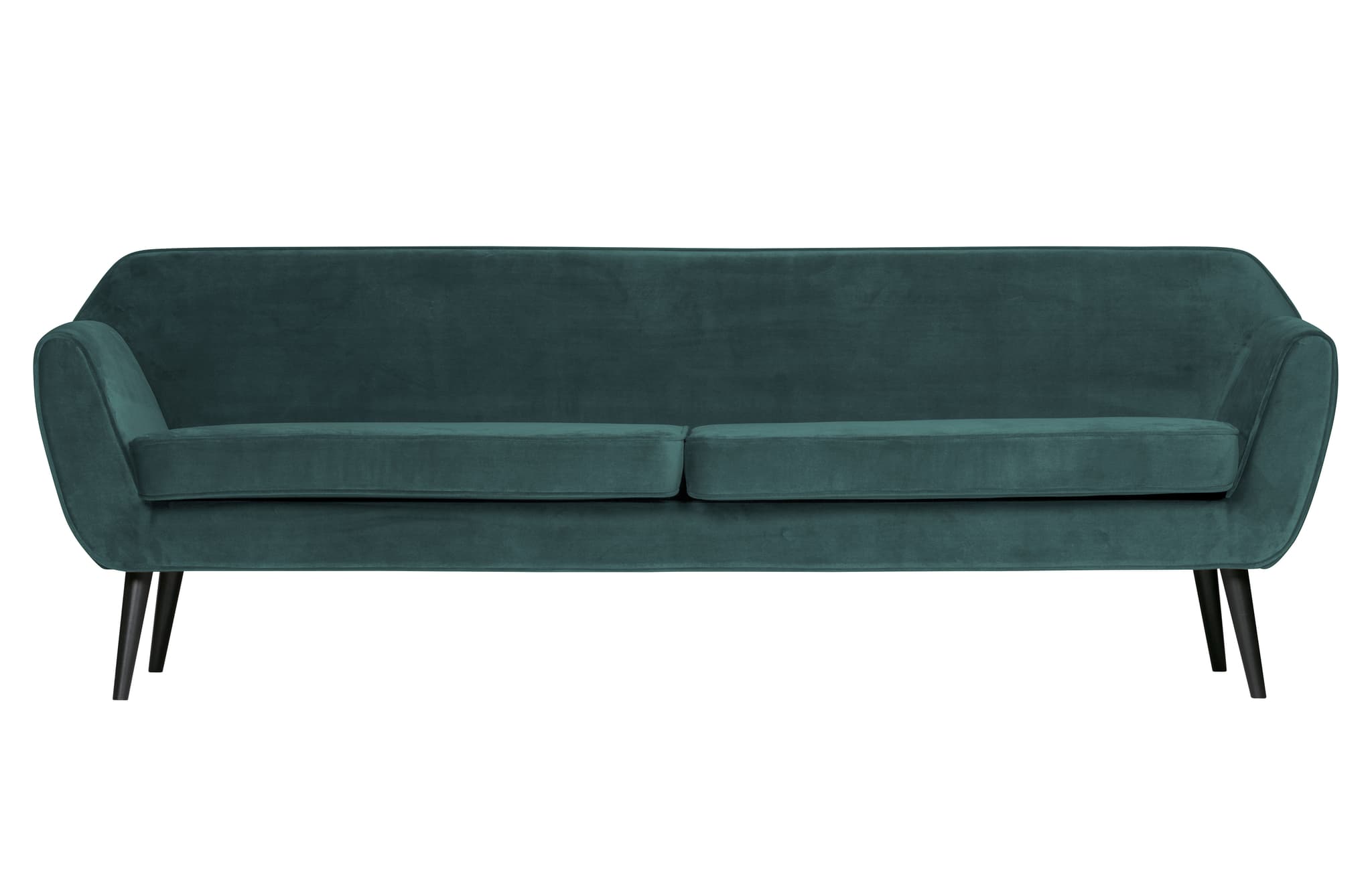 WOOOD Rocco XL soffa - krickgrönt polyestersammet och svart bokträ