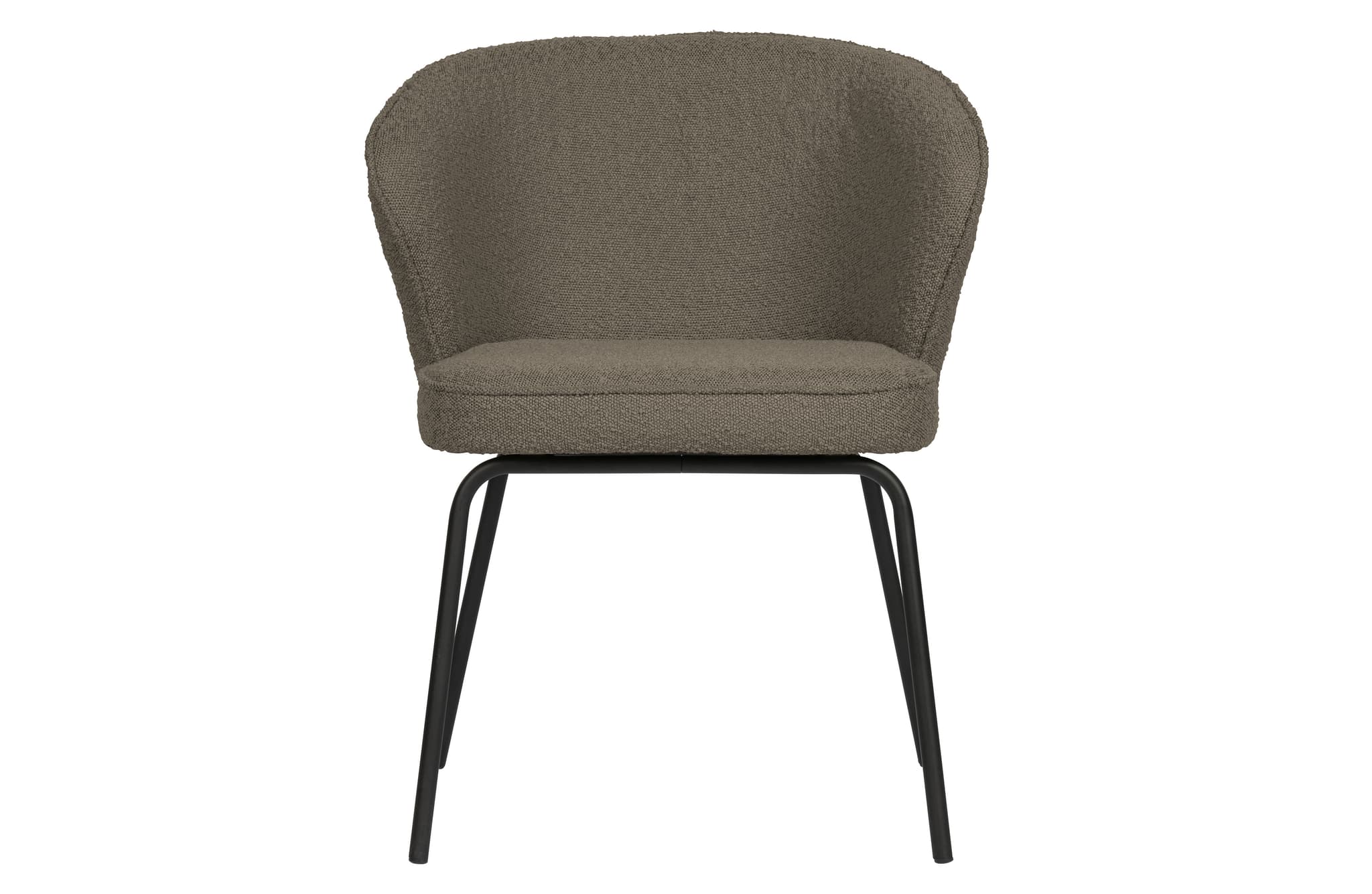 WOOOD Admit matbordsstol - nougatfärgad bouclépolyester och svart metall