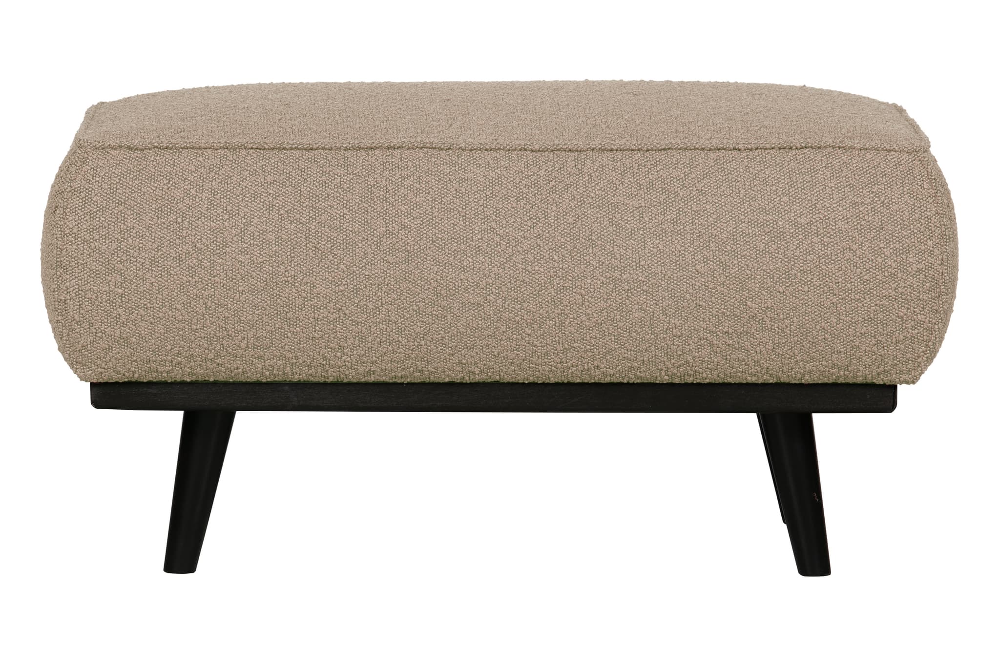 WOOOD Statement puff, rektangulär - beige bouclé vävt tyg (80x55)