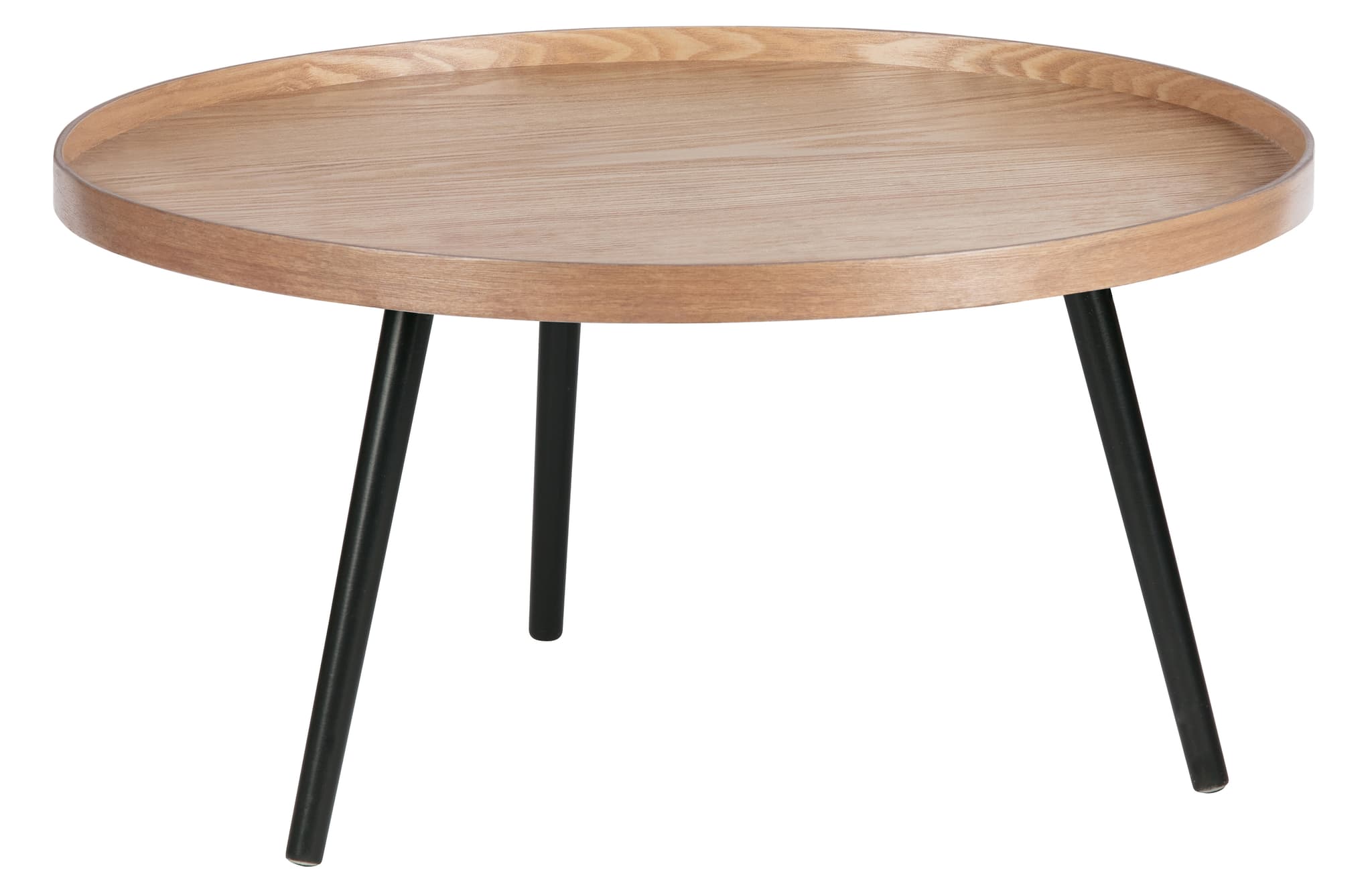 WOOOD Mesa sidobord XL, runt - naturlig MDF och svart furu (Ø78)