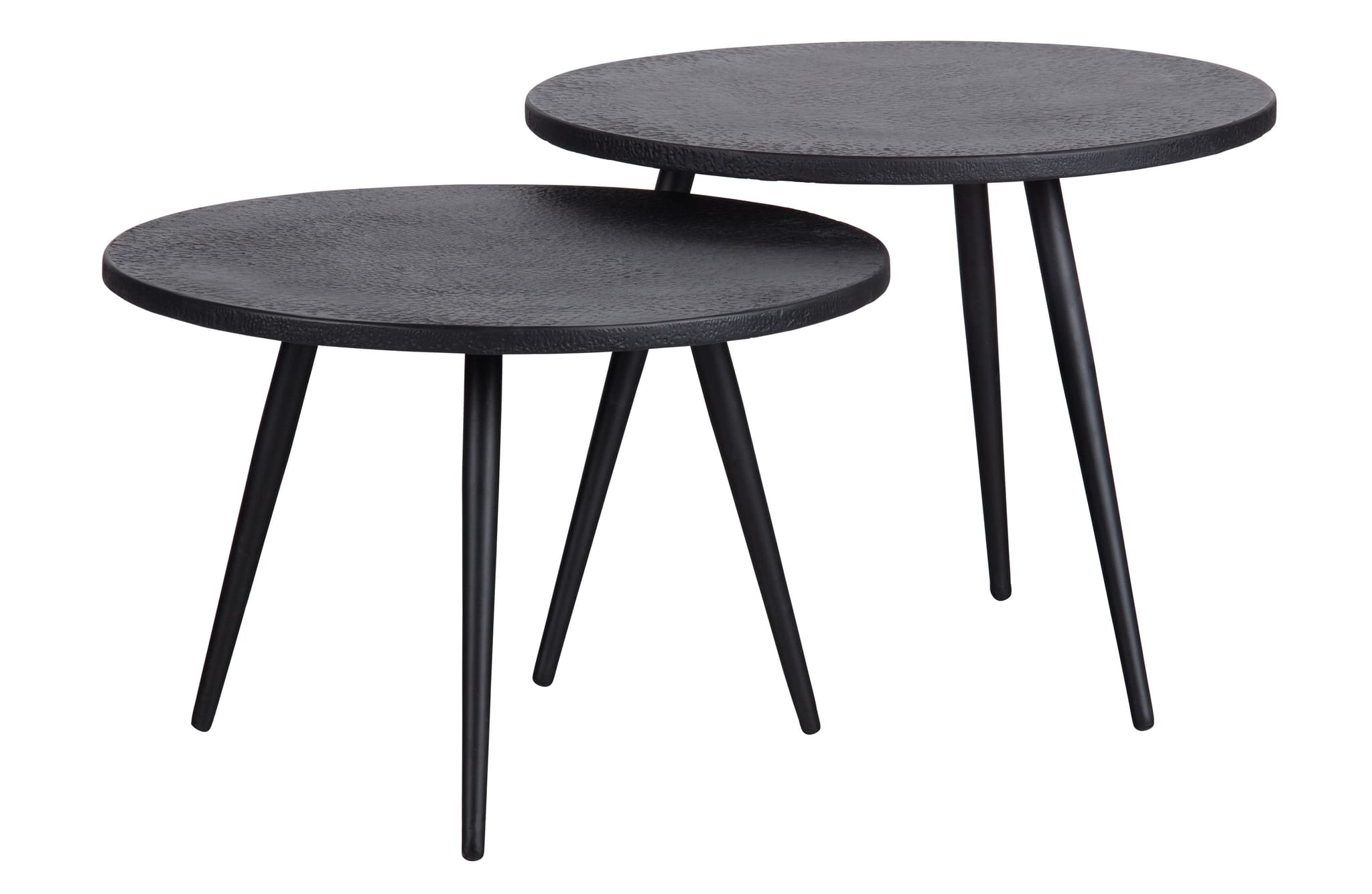 WOOOD Suze sidobord, runt - svart metall (set med 2)