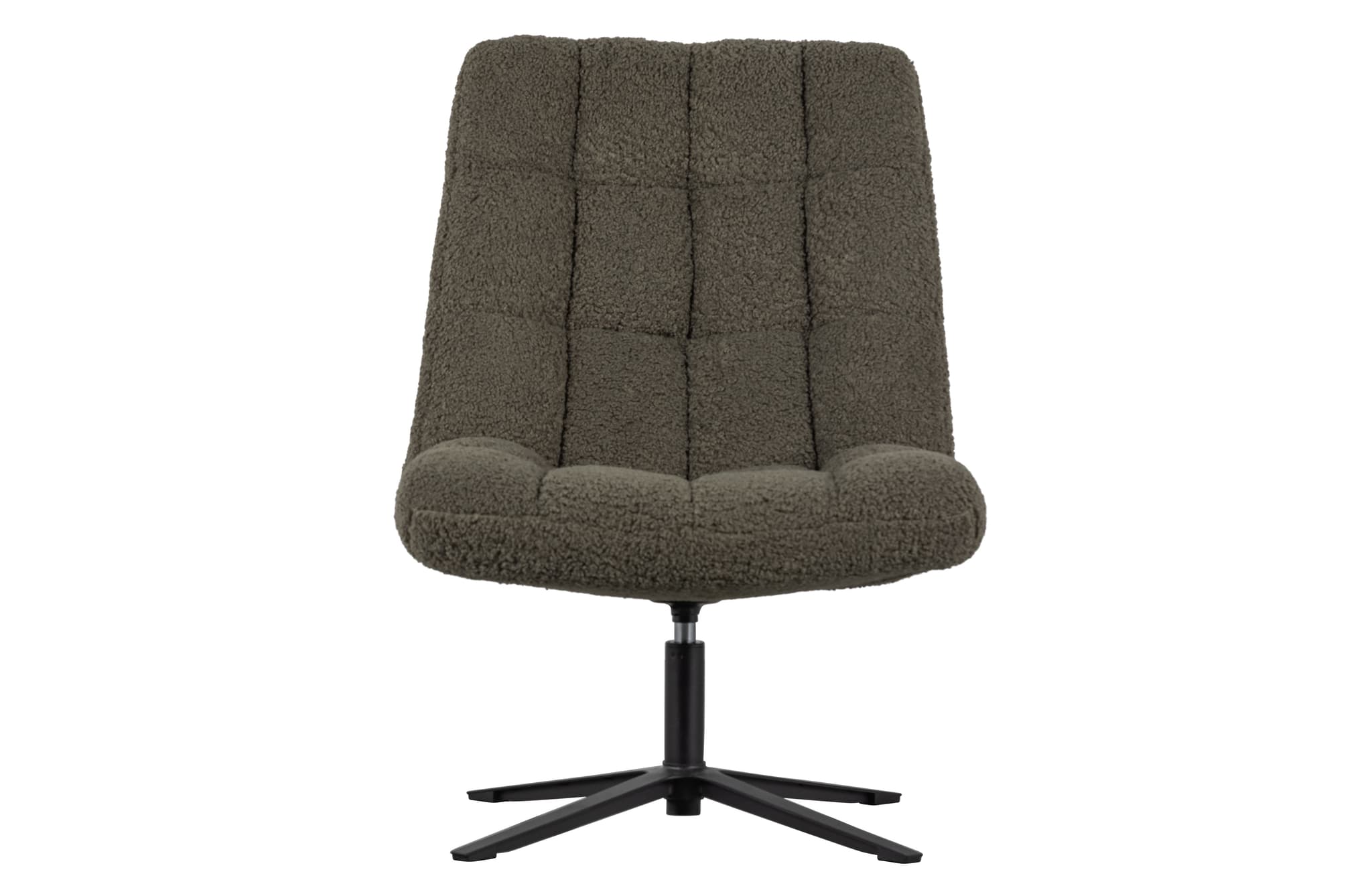 WOOOD Job snurrstol - varmgrön polyester teddytyg och svart metall