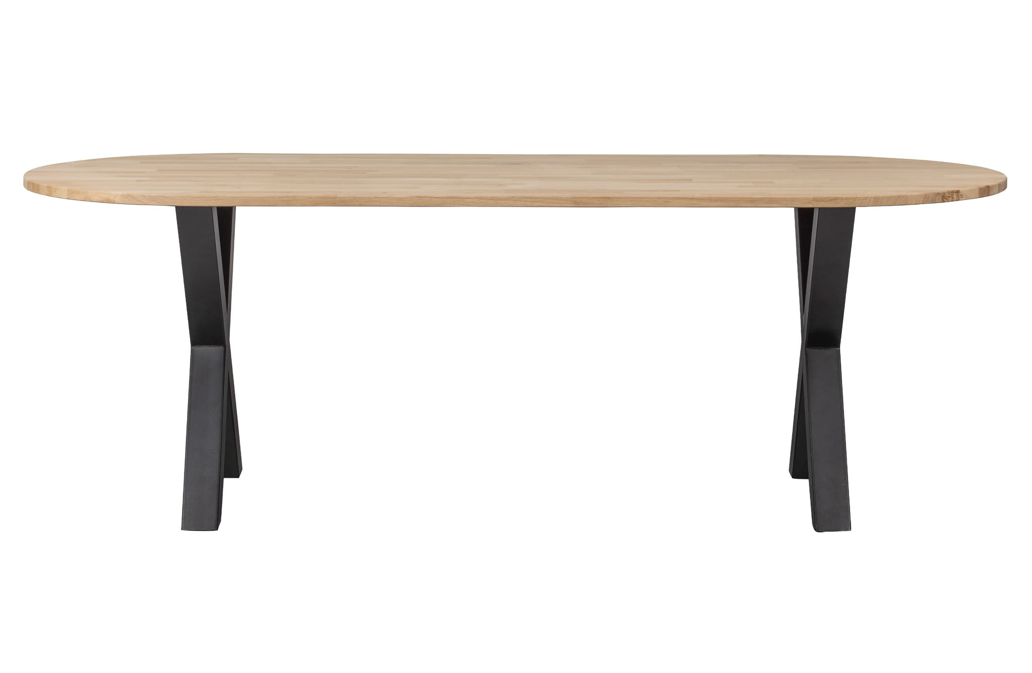 WOOOD Tablo matbord, ovalt - naturlig ek och svart stål (220x90)