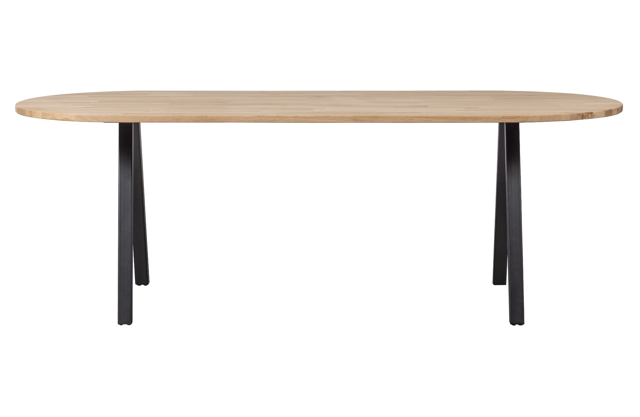 WOOOD Tablo matbord, ovalt - naturlig ek och svart stål (220x90)