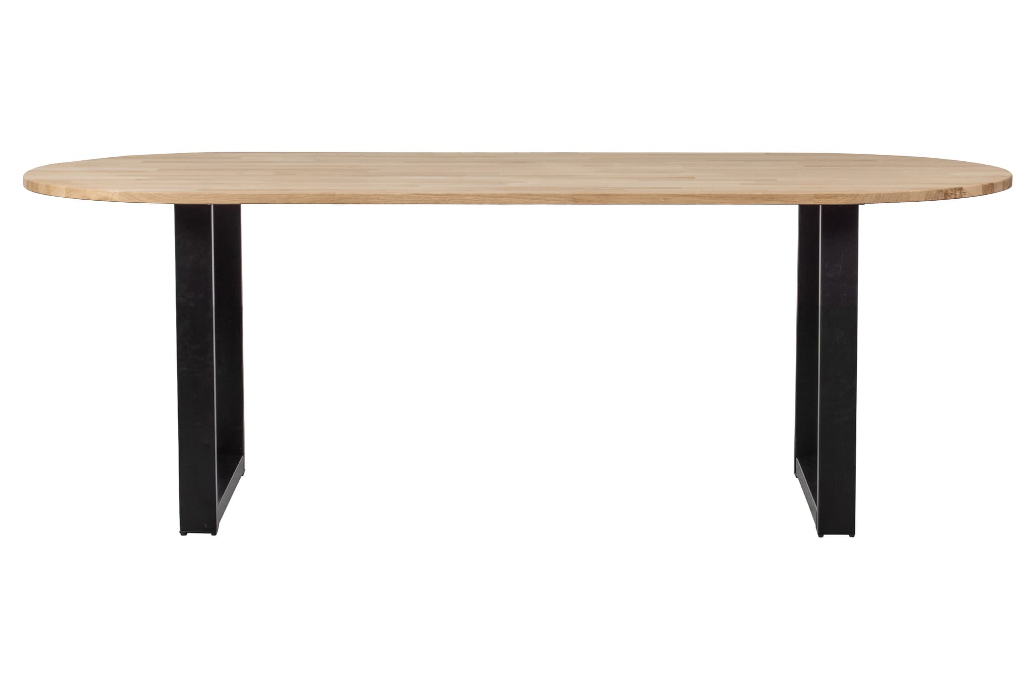 WOOOD Tablo matbord, ovalt - naturlig ek och svart stål (220x90)
