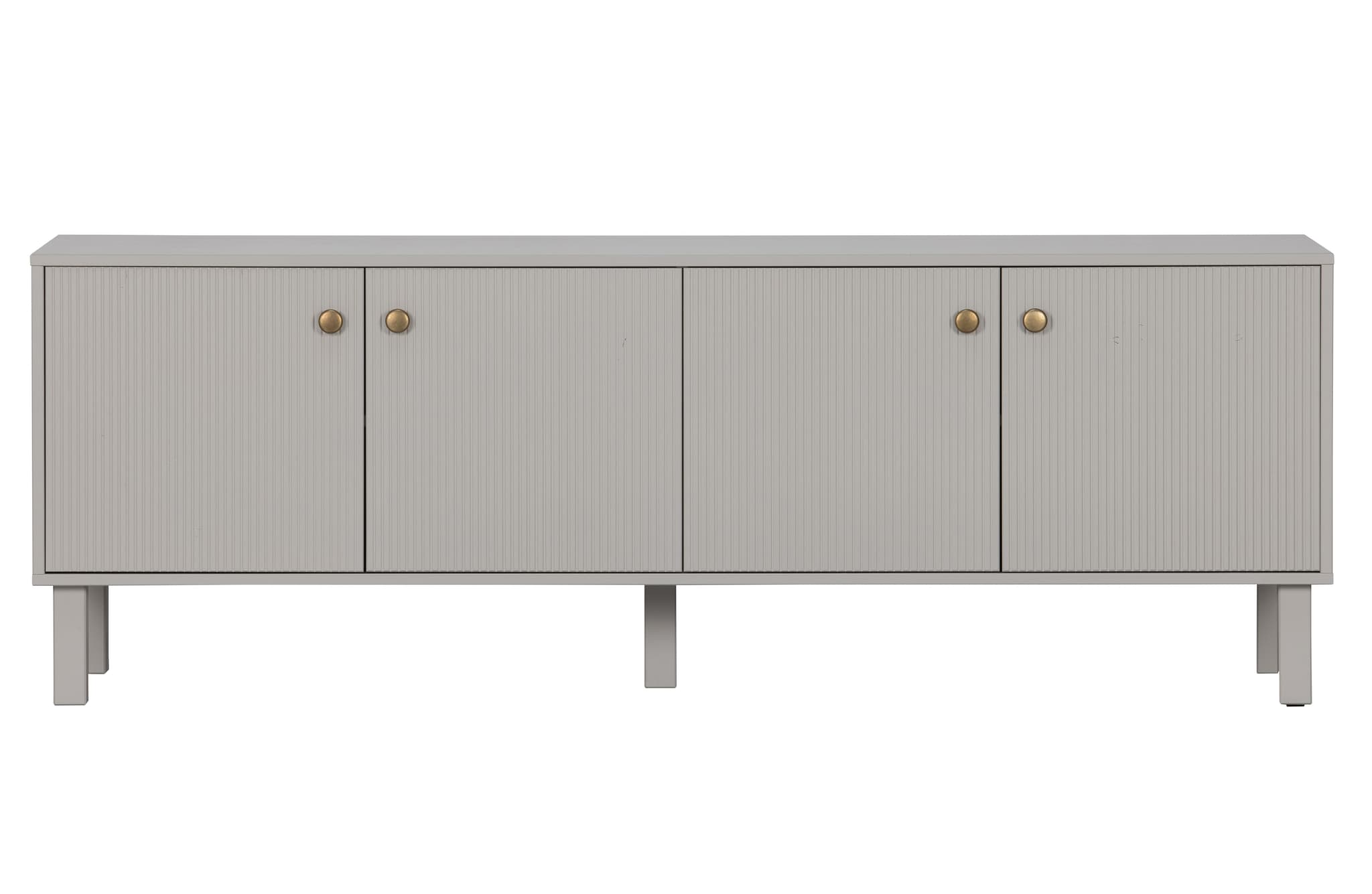 WOOOD Madu TV-bord, m. 4 dörrar och 2 hyllor - molngrå furu och metall (160x46)