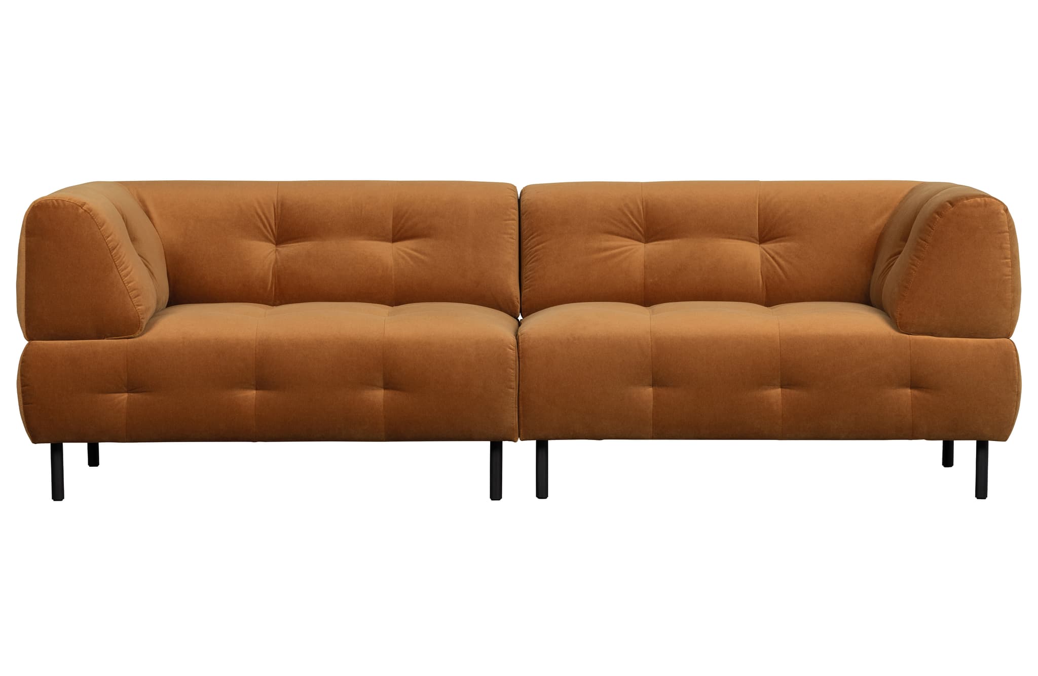 WOOOD EXKLUSIV Lloyd 4-sits soffa - kaneltvättad sammet och svart metall