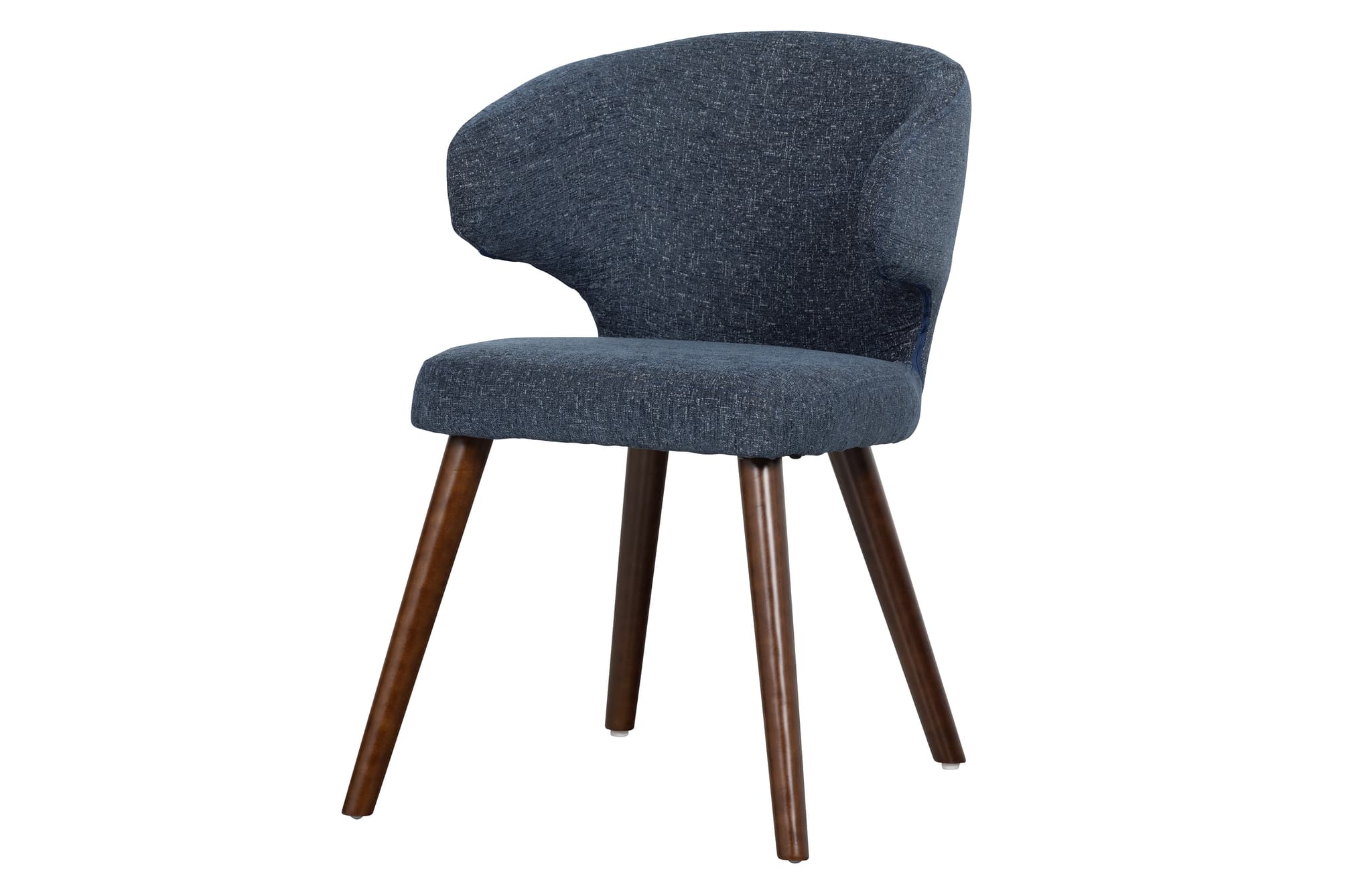 VTWONEN Cape matstol - blåmelerad polyester och mörkbrunt trä