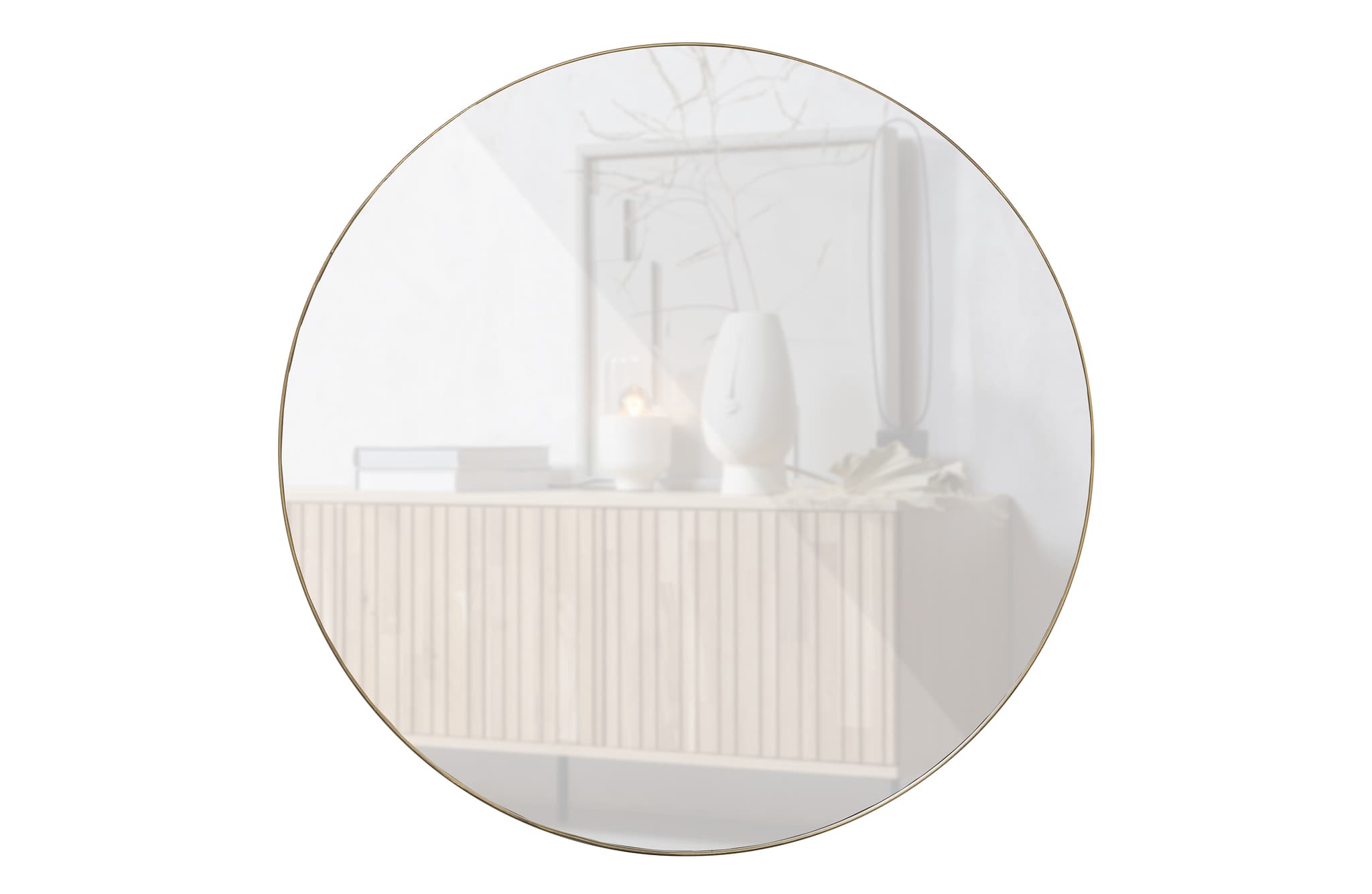WOOOD Doutzen väggspegel, rund - spegelglas och guldstål (Ø115)