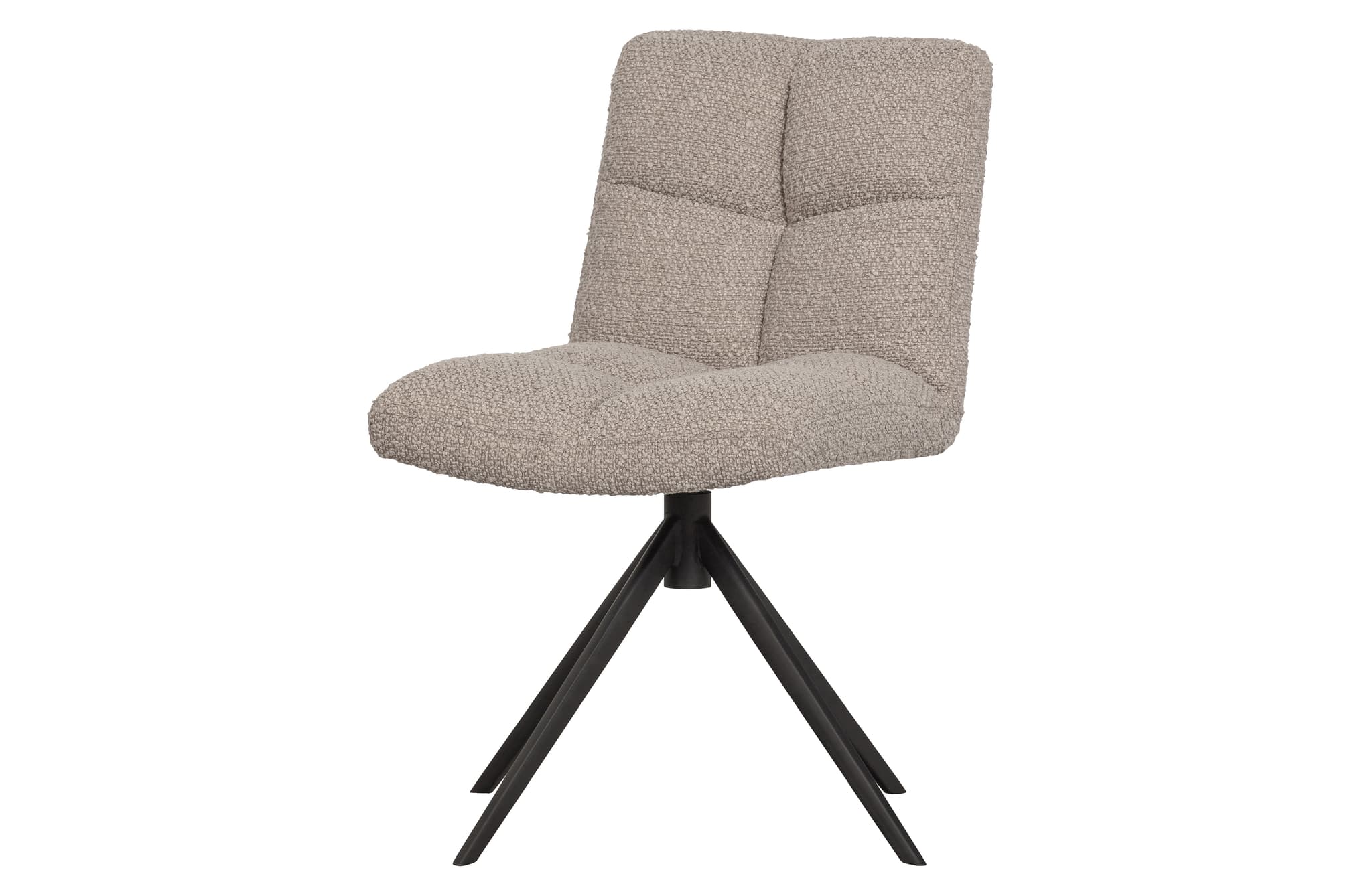 WOOOD EXKLUSIV Vinny matbordsstol, vridbar - äkta bouclé polyester och svart metall