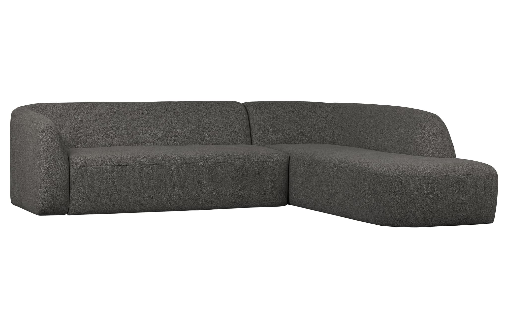 WOOOD Sluttande hörnsoffa, höger - gråsvart melerad chenillepolyester