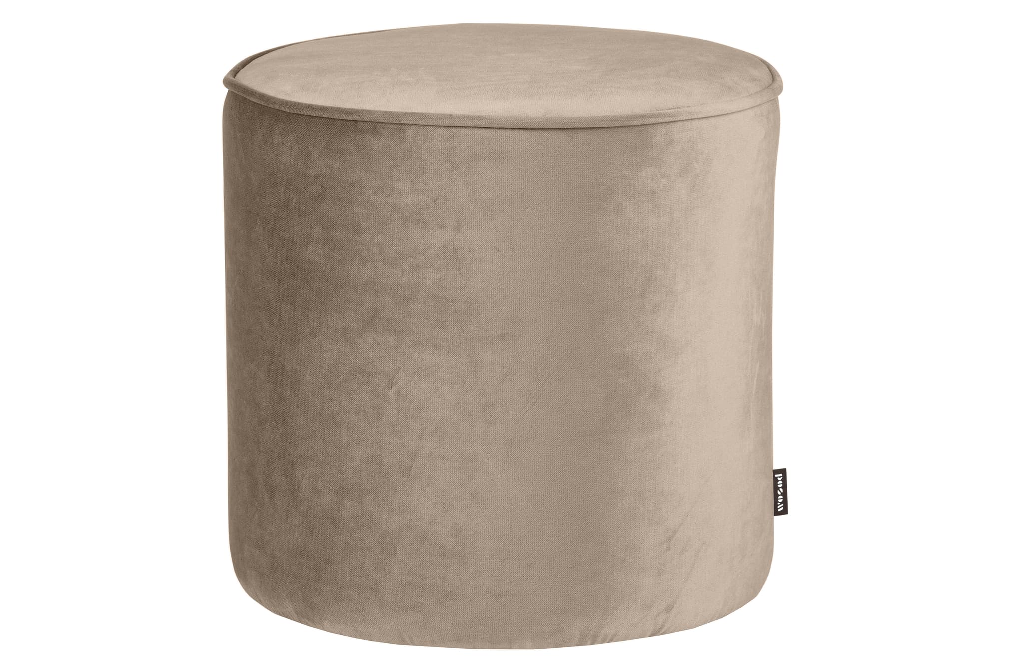 WOOOD Sara hög sittpuff, rund - khaki polyester sammet (Ø46)