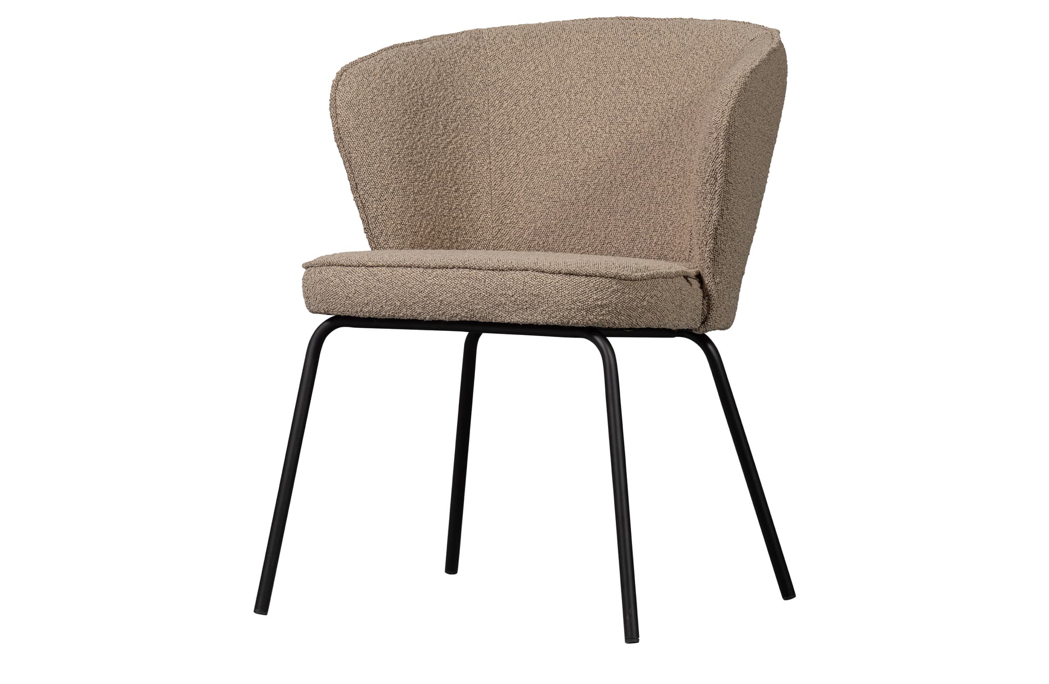 WOOOD Admit matstol - beige bouclé polyester och svart metall