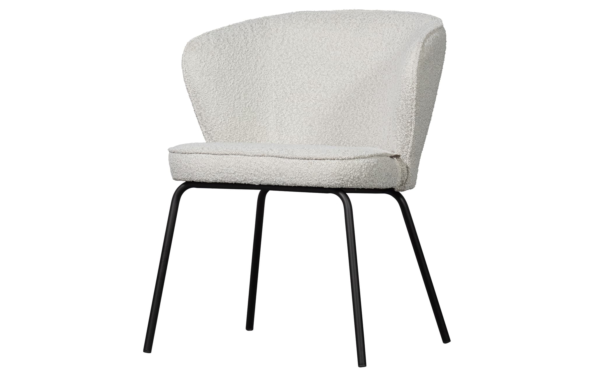 WOOOD Admit matstol - naturlig bouclé polyester och svart metall