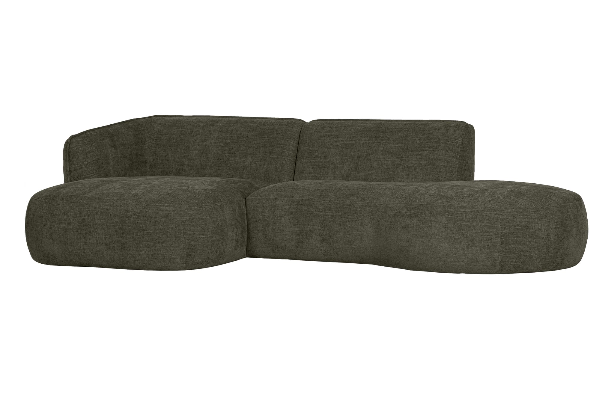 WOOOD EXKLUSIV Polly soffa, med vänster schäslong - grön polyester