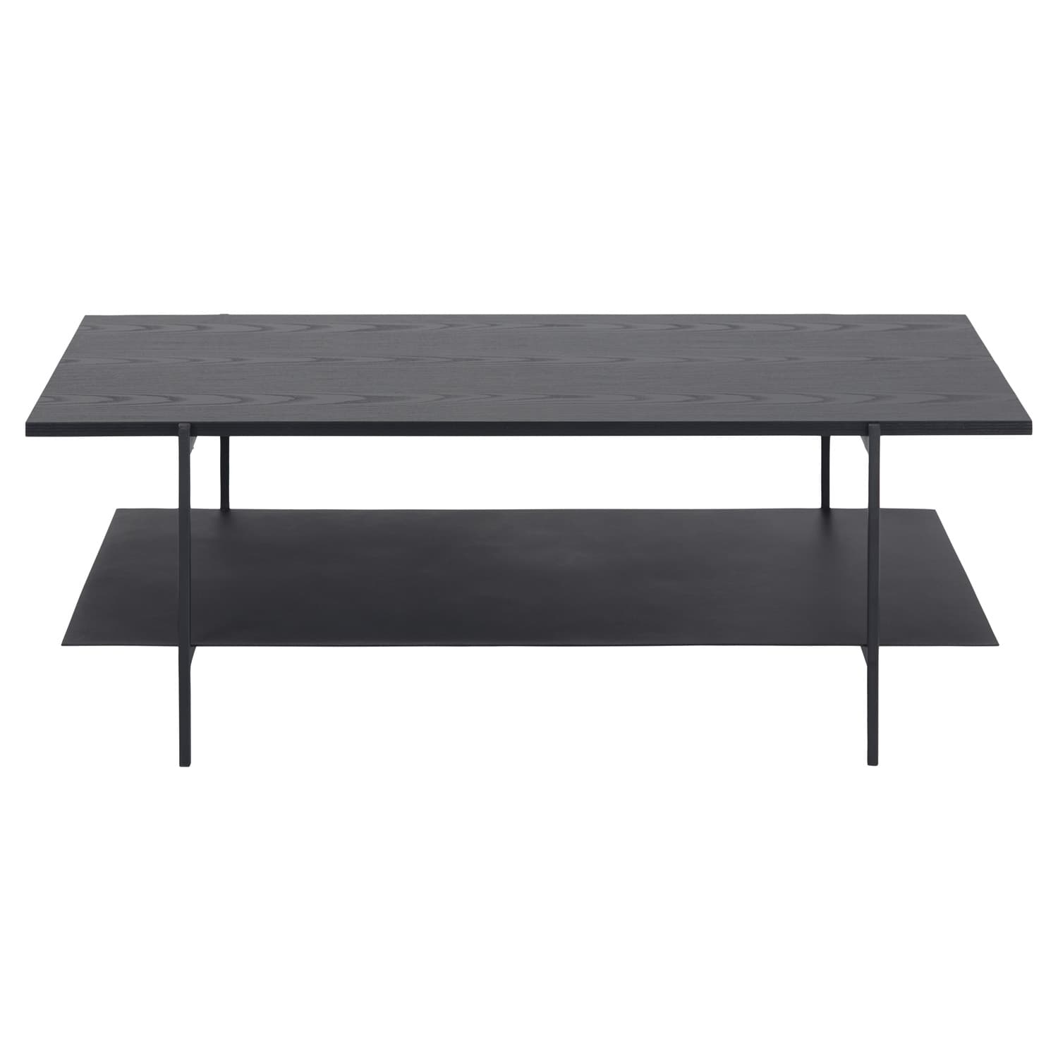 ACT NORDIC Angus soffbord, med hylla - svart melamin ask och svart metall (115x60)
